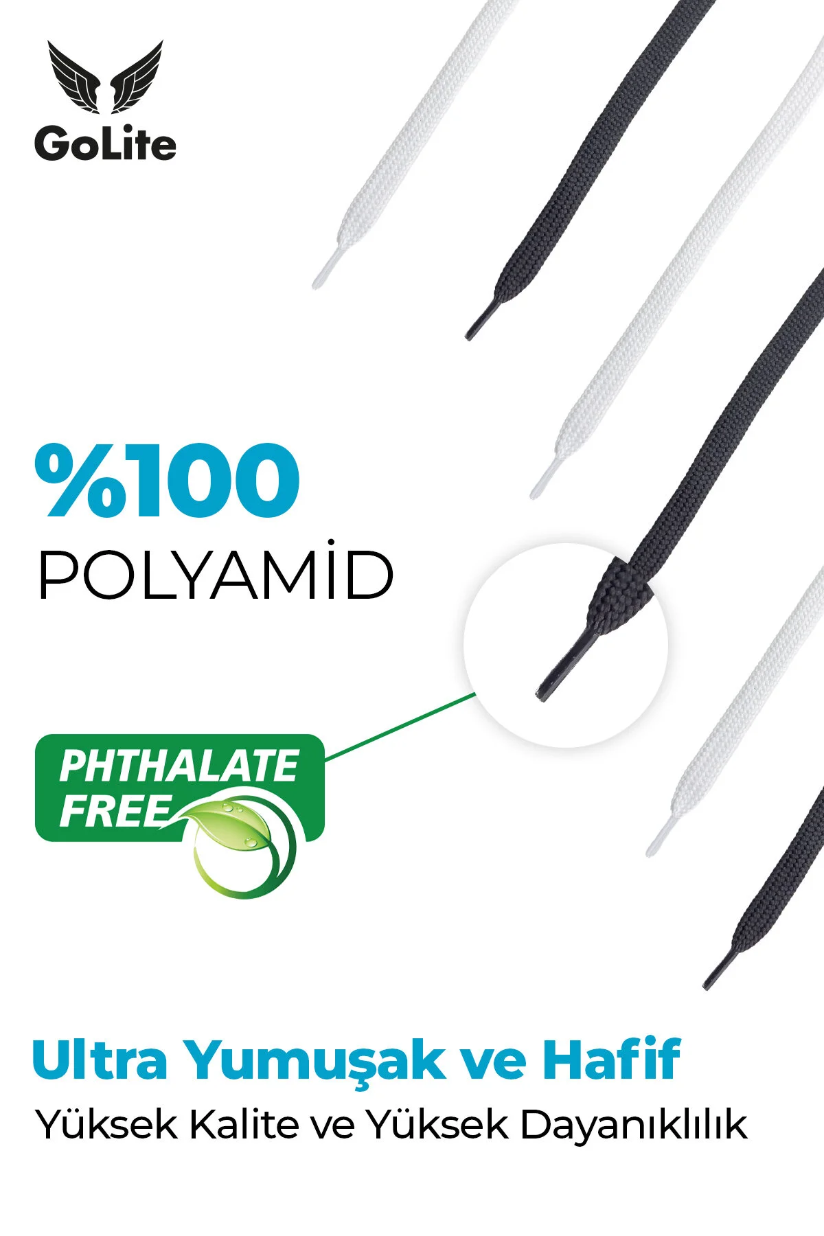 کفش سفید مردانه و زنانه یونیسکس بند دار ورزشی 150 سانتی متری اصلی تاکستان 1 جفت GoLite