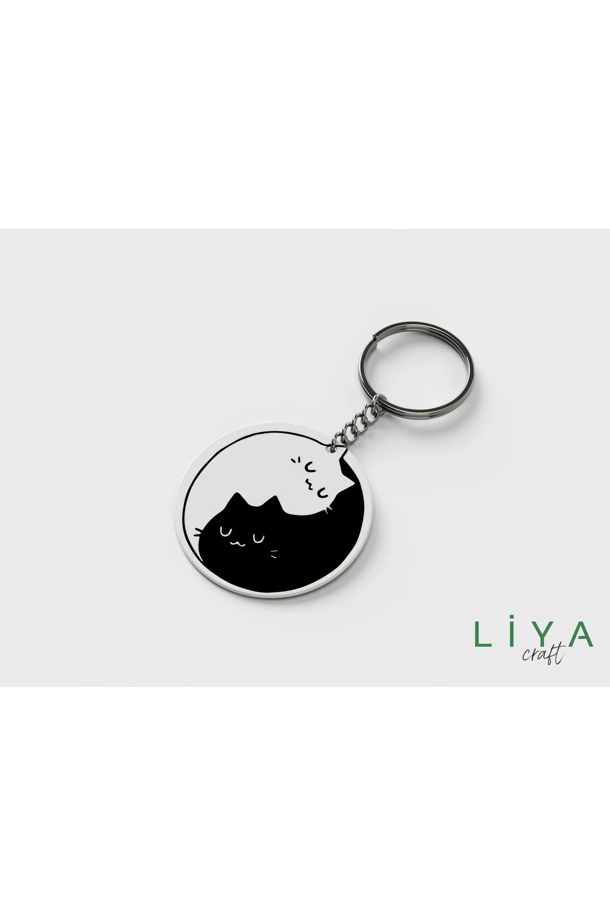 جلیقه کلید جاکلیدی با تم گربه سیاه و سفید LiyaCraft