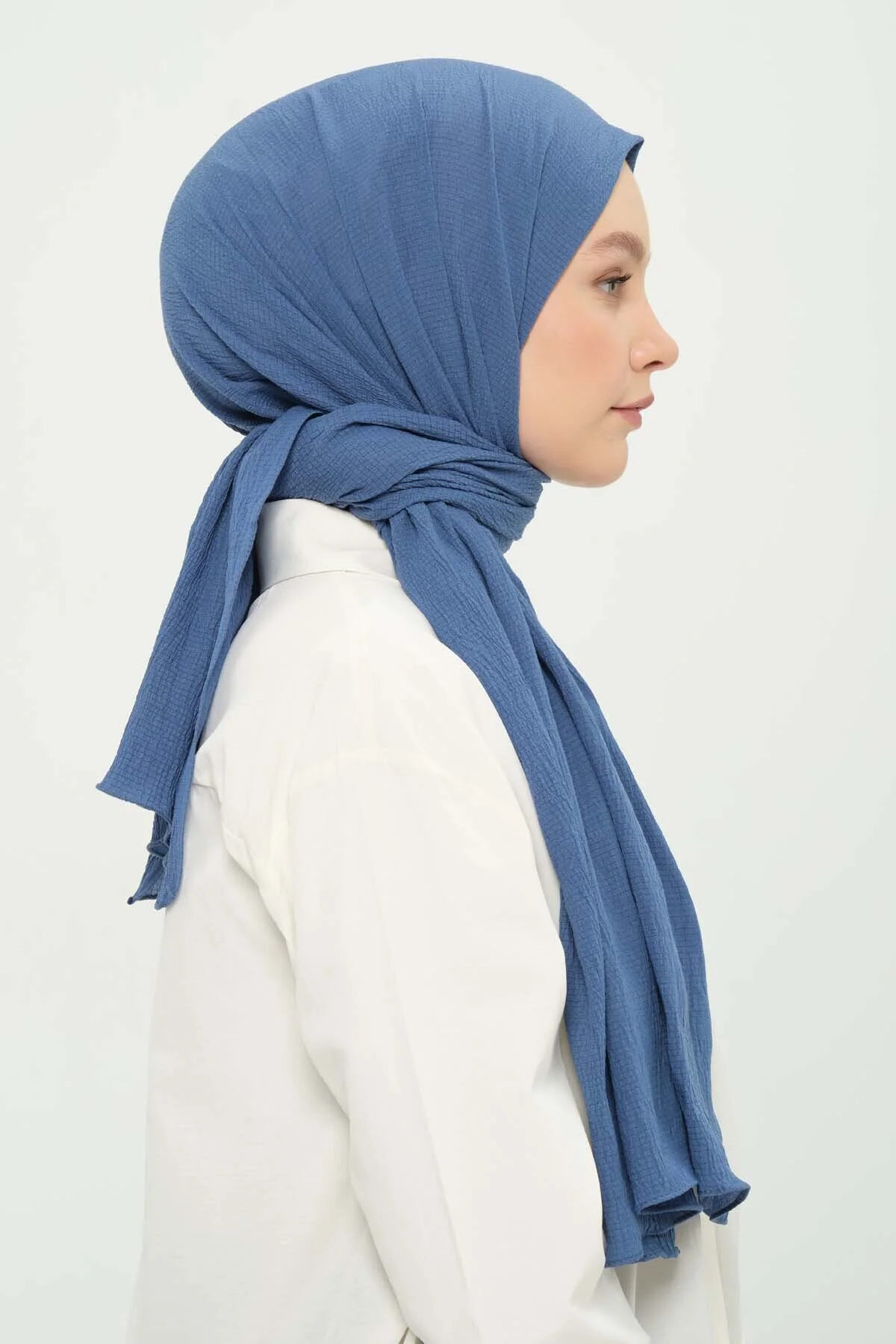 شال MIO CAZZ چروک تنفسی نیلی 75X180 سانتی متر Madame Polo