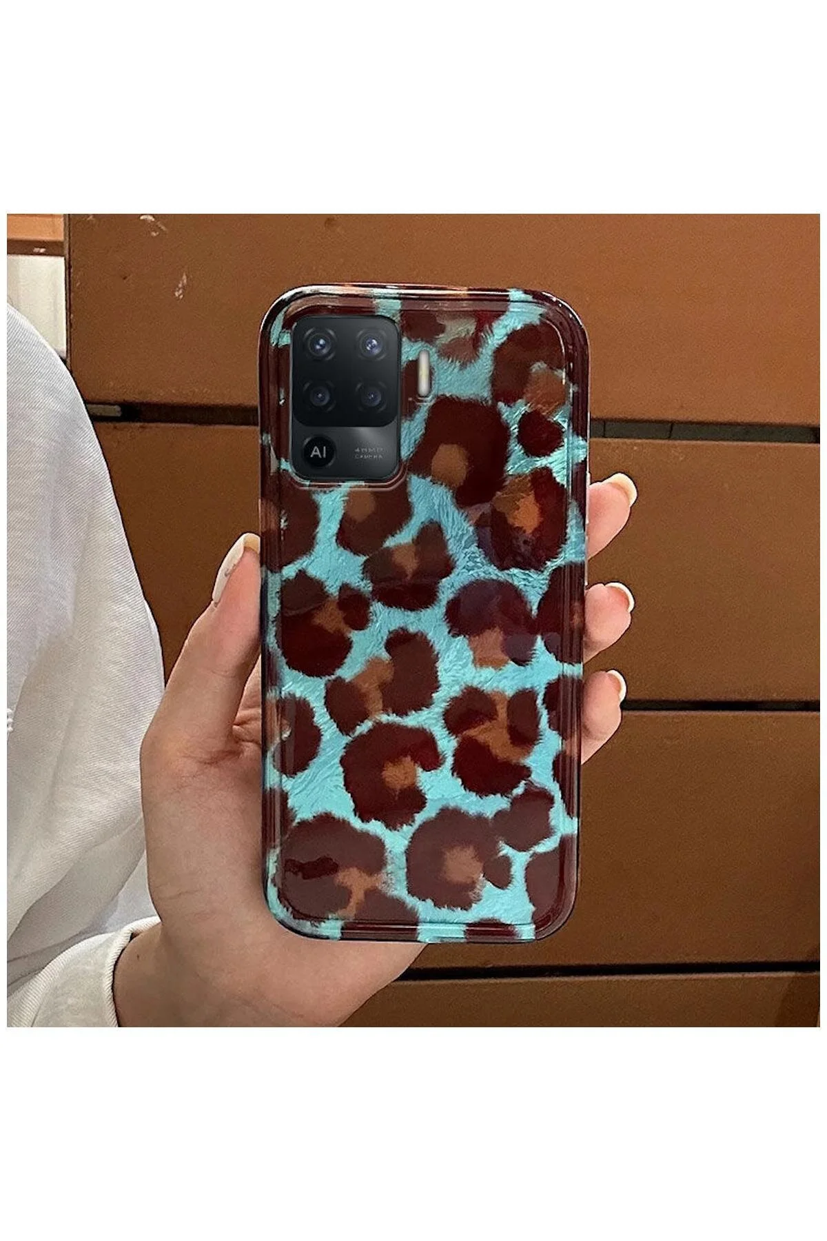 کاور و قاب سازگار OPPO RENO 5 LITE سیلیکونی لوکس طرح پلنگی قهوه ای Pro Aksesuar