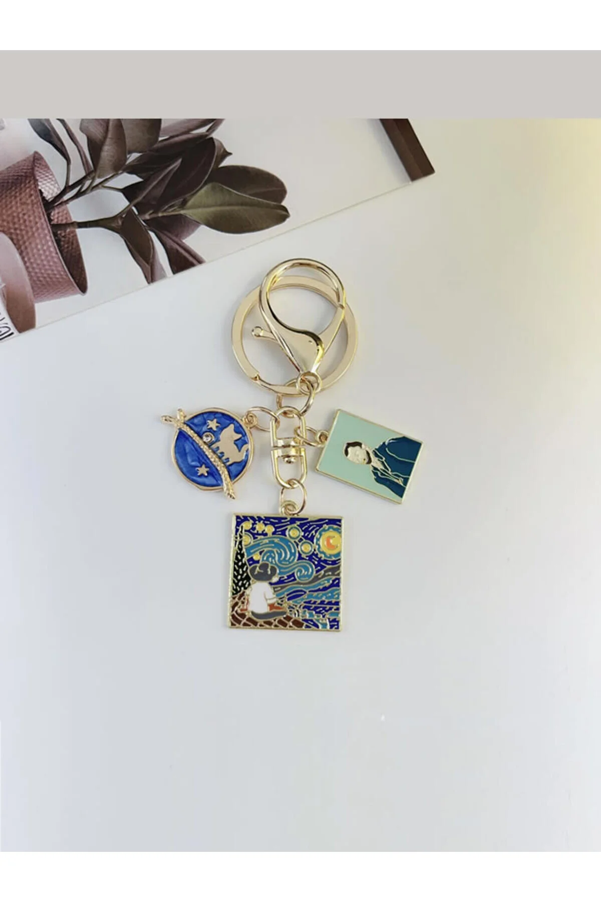 جلیقه کلید STARRY NIGHT جاکلیدی طلسم فلزی ون گوگ neşe palamudu
