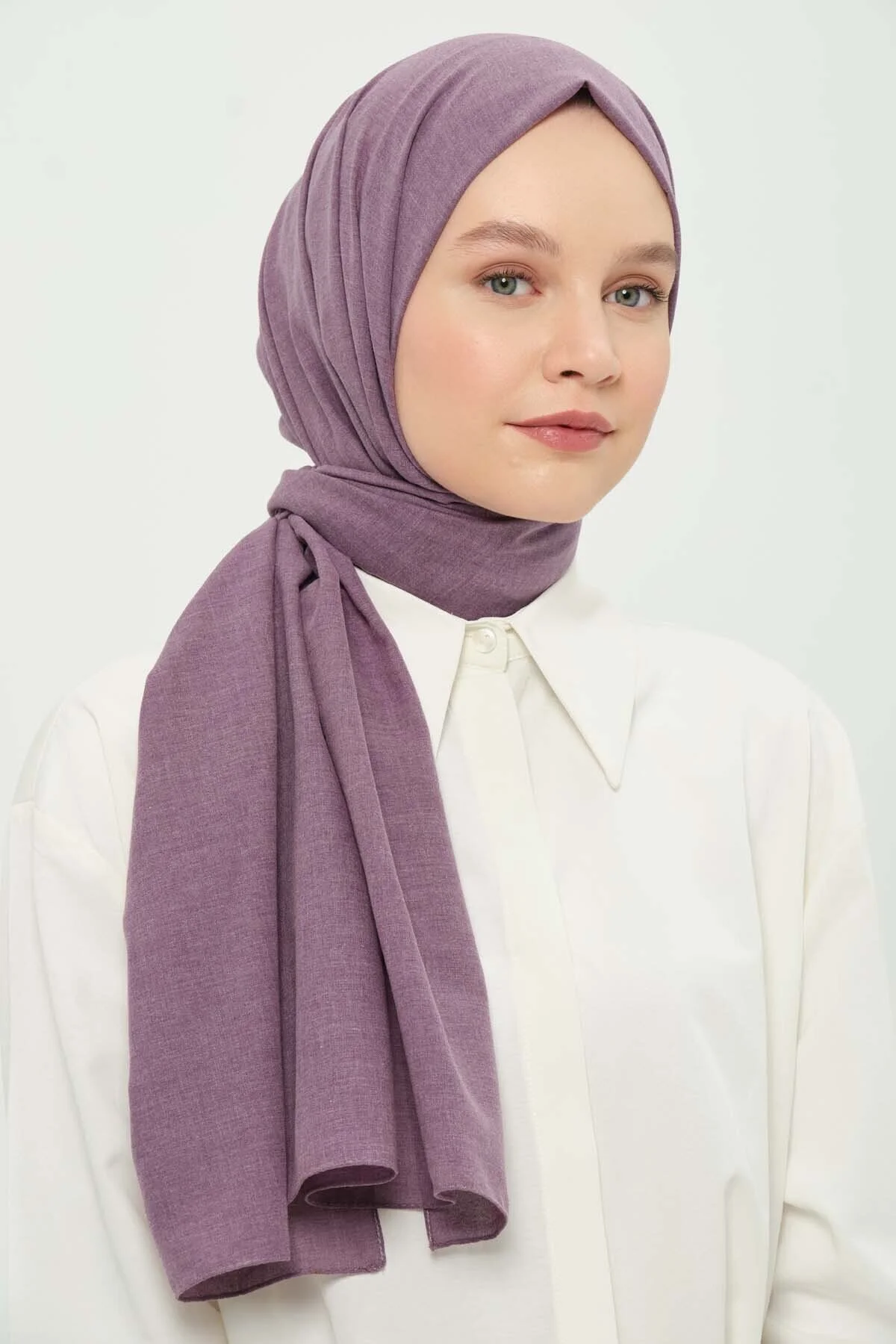 شال پلی نخی یاسی تیره پنبه ای تنفسی بدون چروک Madame Polo