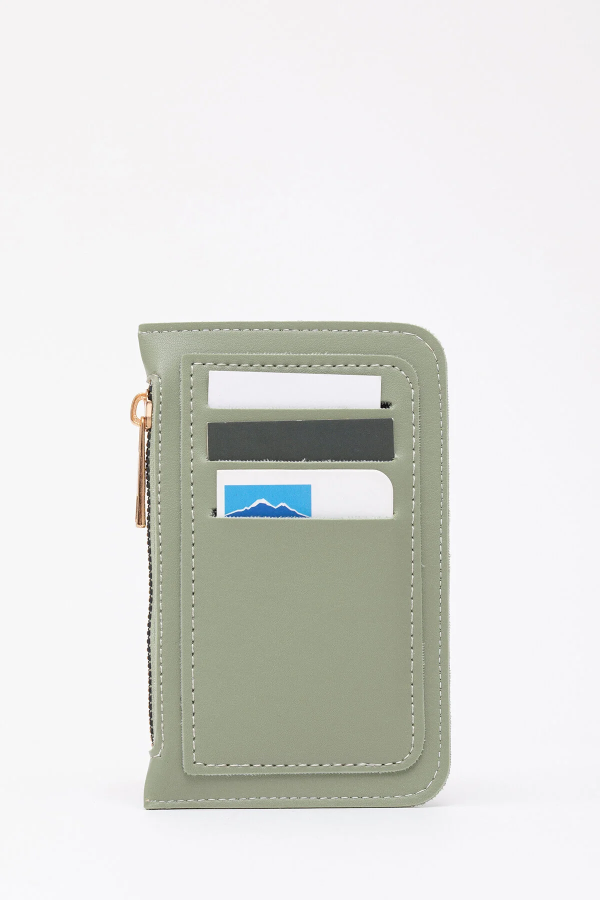 کیف پول جا کارتی چرم مصنوعی MINT GREEN SHK101 با 6 جای کارت و محفظه زیپ دار Shaka