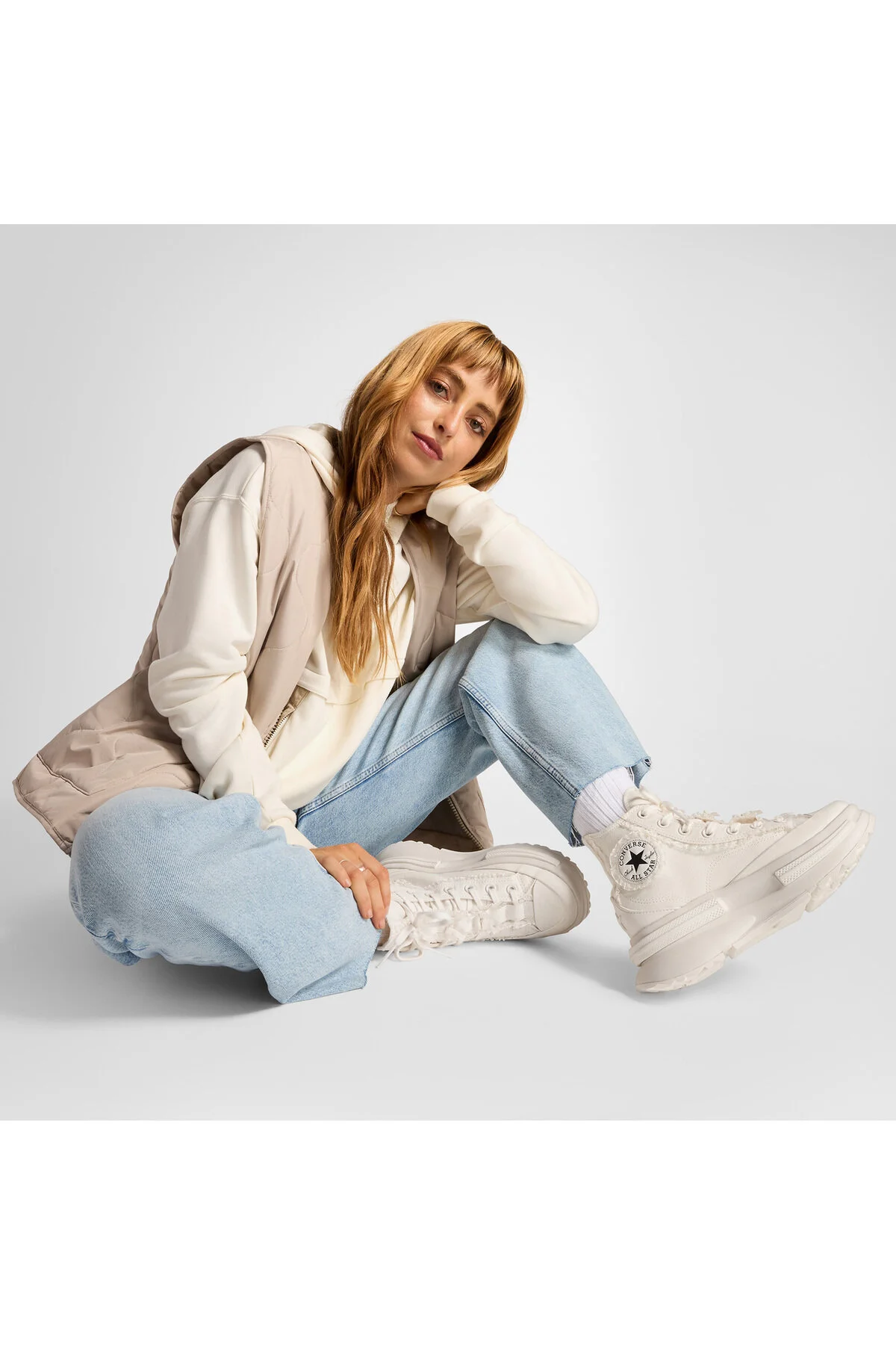 اسنیکر کفش کتانی کرم پلتفرم یونیسکس STAR LEGACY CX را رانینگ کنید کانورس Converse