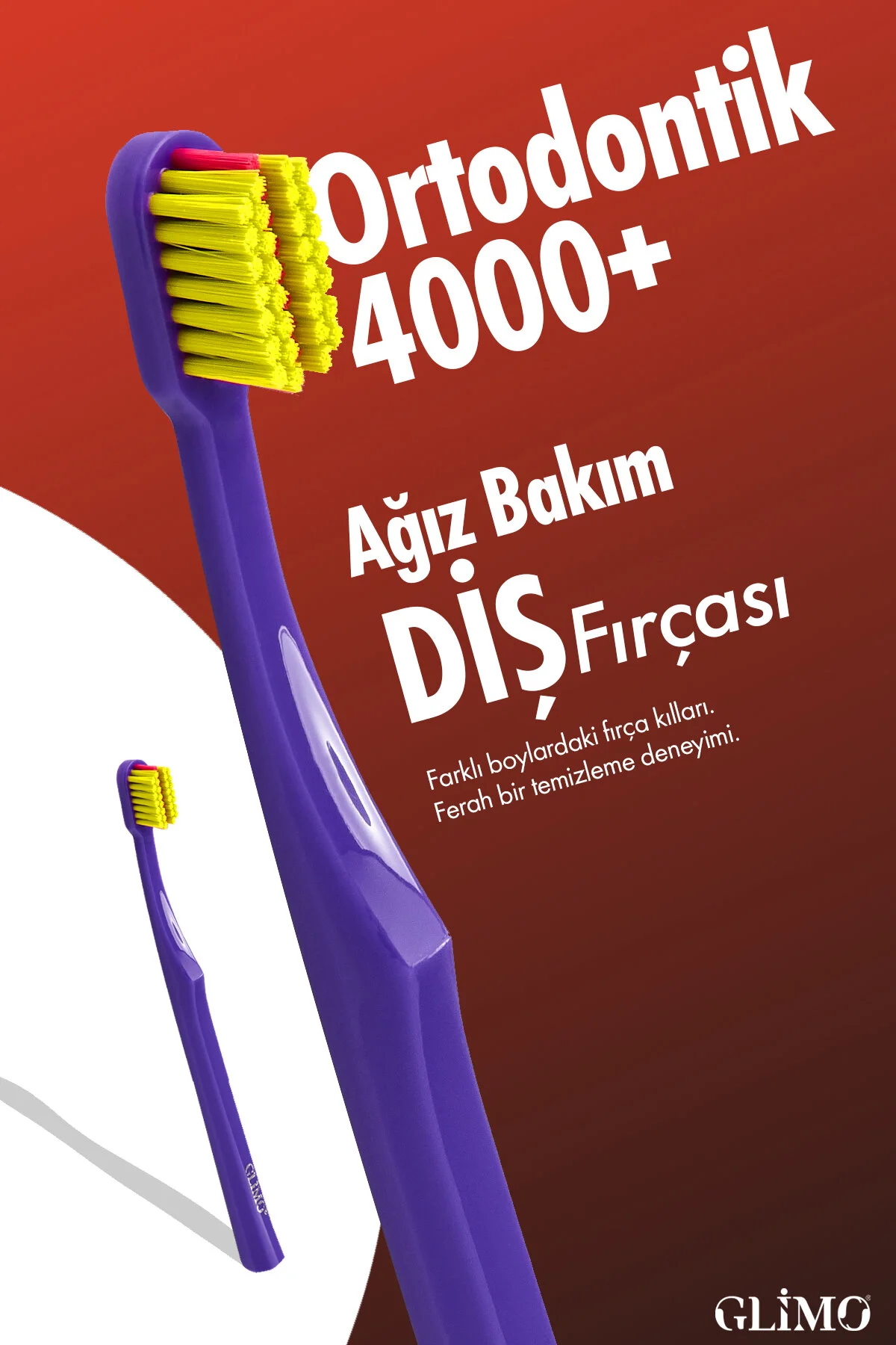 مسواک دستی ارتودنسی 4000 | مورد تایید FDA بدون BPA تمیز کردن بریس برس 0.12 میلی متری بنفش اورجینال Glimo