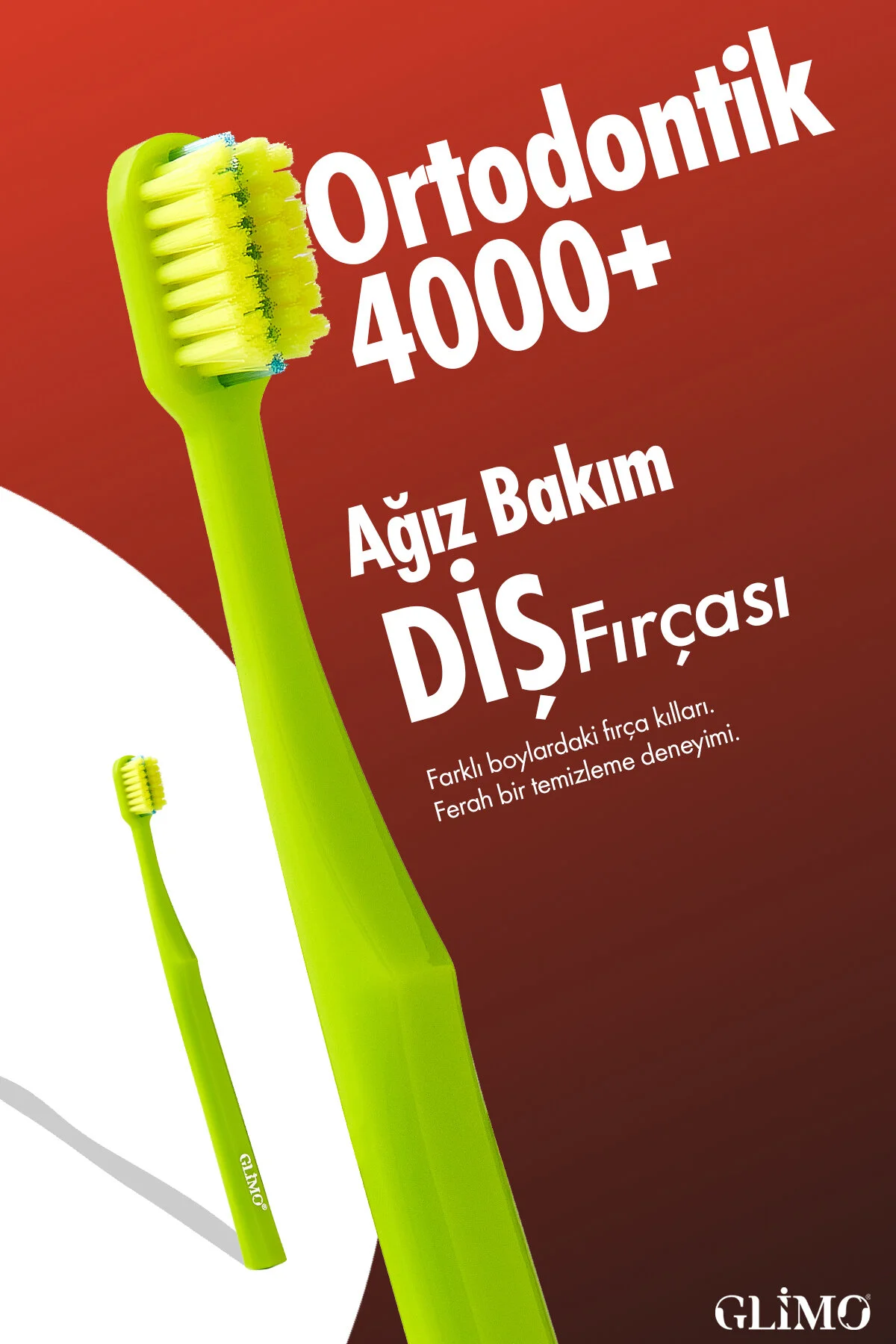 مسواک دستی ارتودنسی 4000 | مورد تایید FDA بدون BPA تمیز کردن بریس برس 0.12 میلی متری سبز اورجینال Glimo