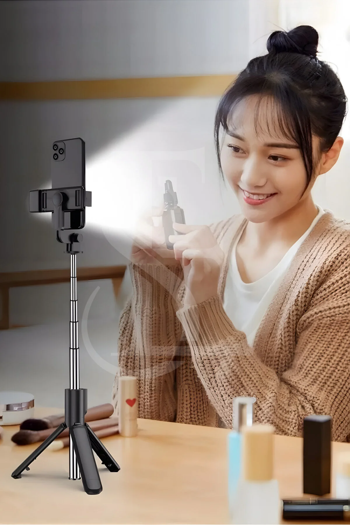 لوازم جانبی دوربین و عکس LED LIGHT SELFIE STICK بلوتوث کنترل بی سیم TRIPOT MONOPOD EN SİGA