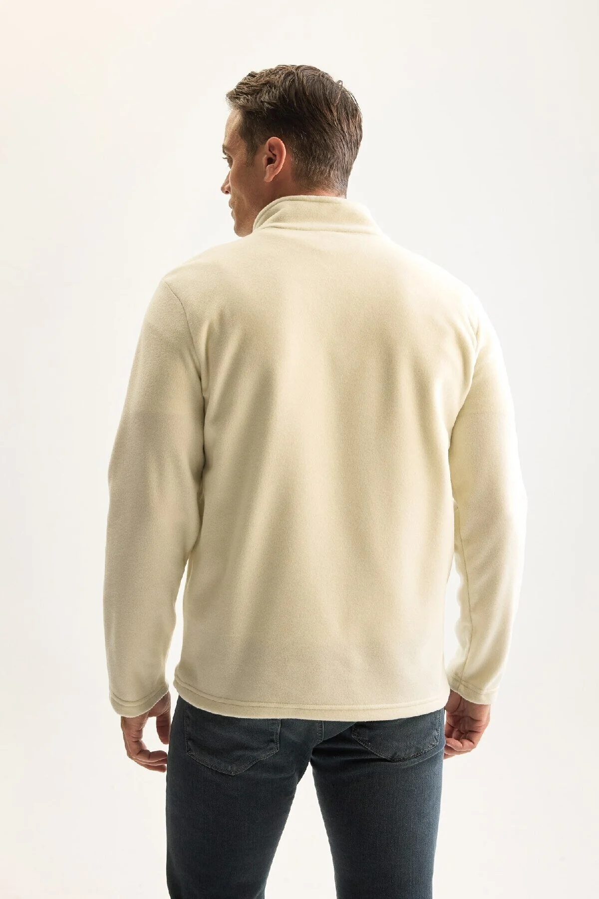 سافت شل و پلار مردانه ضد سرد معمولی غیر منظم غیرقانونی متناسب با یقه Zipper Polar Sweatshirt دفاکتو Defacto