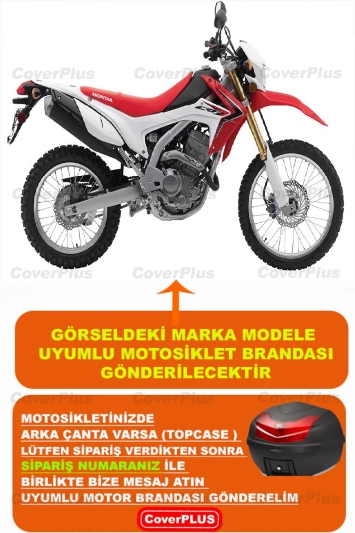 چادر موتورسیکلت مشکی موتور سیکلت HONDA CRF 250 L برقی روتختی بازتابنده سبز CoverPlus
