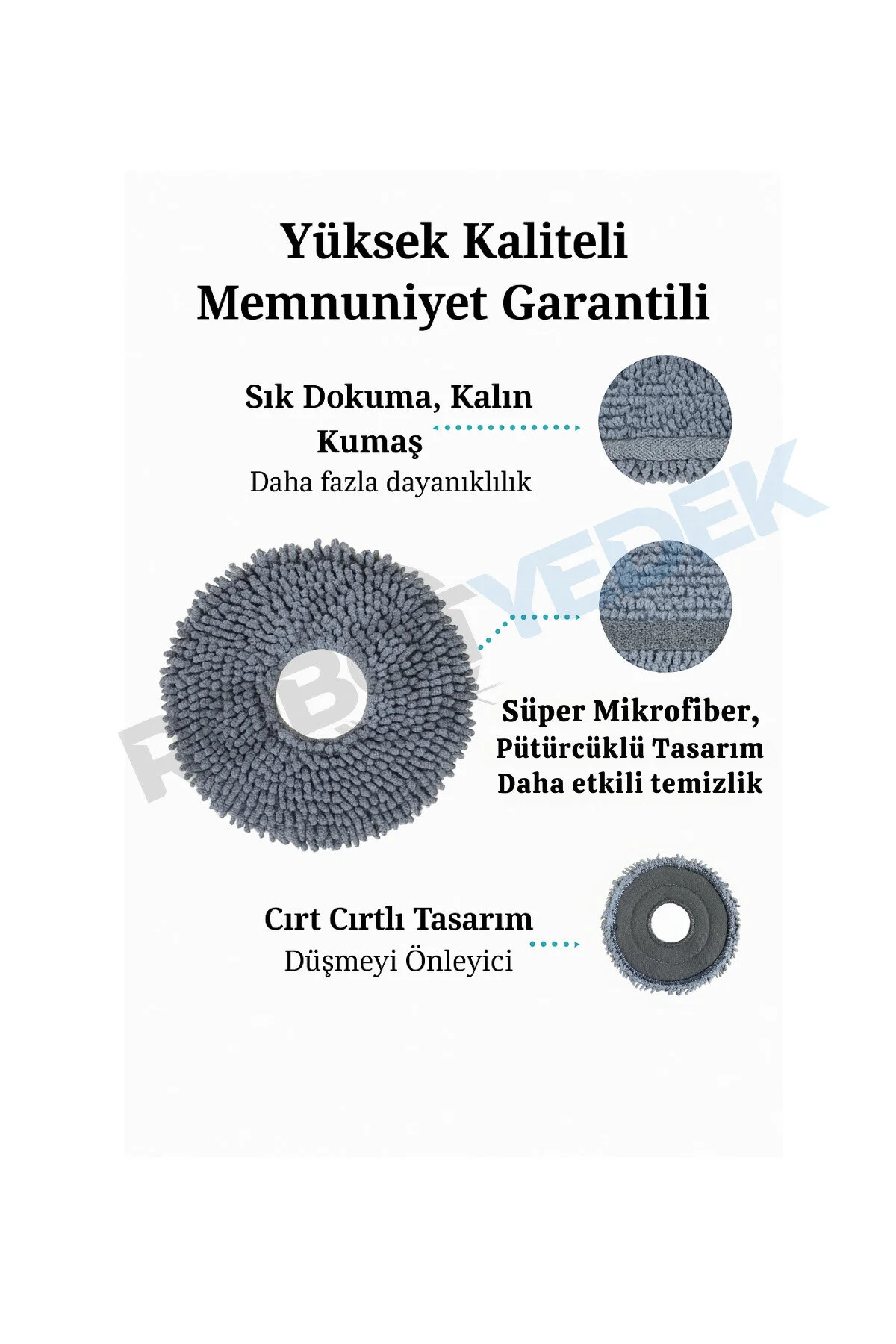 لوازم جانبی جاروبرقی ROBOROCK QREVO CURV C UYUMLU 4 ADET MIKROFIBER MOP BEZ robotyedek