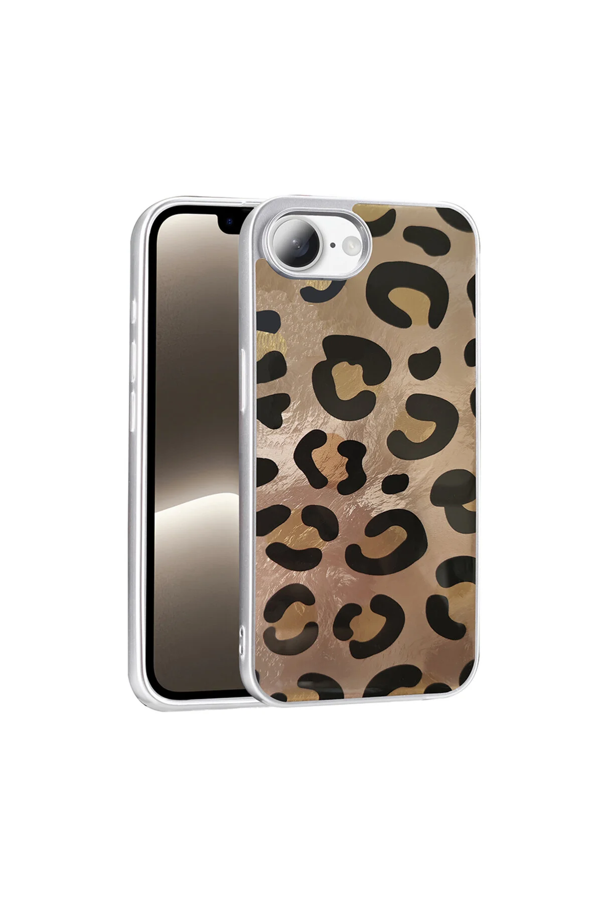 کاور و قاب سازگار با IPHONE 16E سیلیکونی نرم پرتابی طرح کمان پلنگی براق ضد ضربه مووتک m.tk moveteck