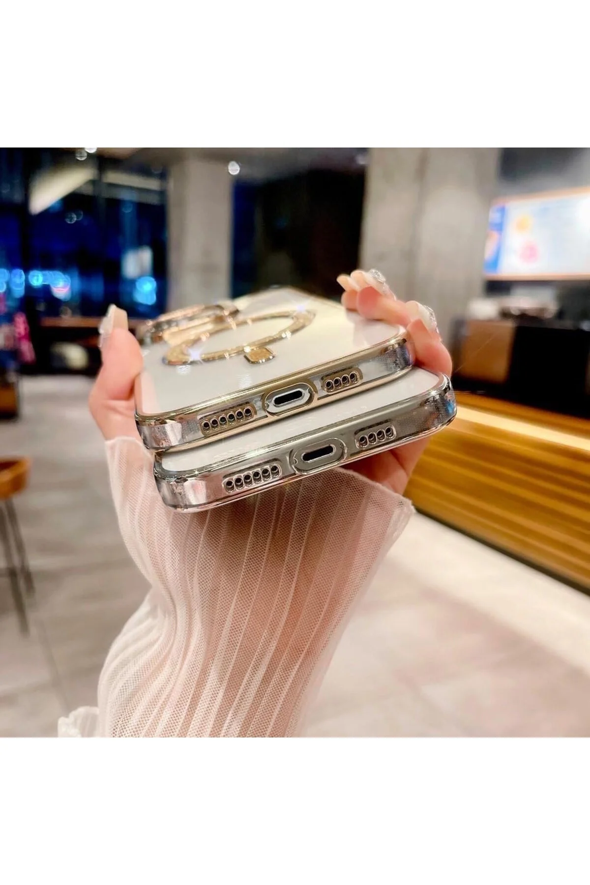 کاور و قاب دوربین آیفون 15 با لبه های براق شفاف MAGSAFE سنگ نقره ای مووتک m.tk moveteck