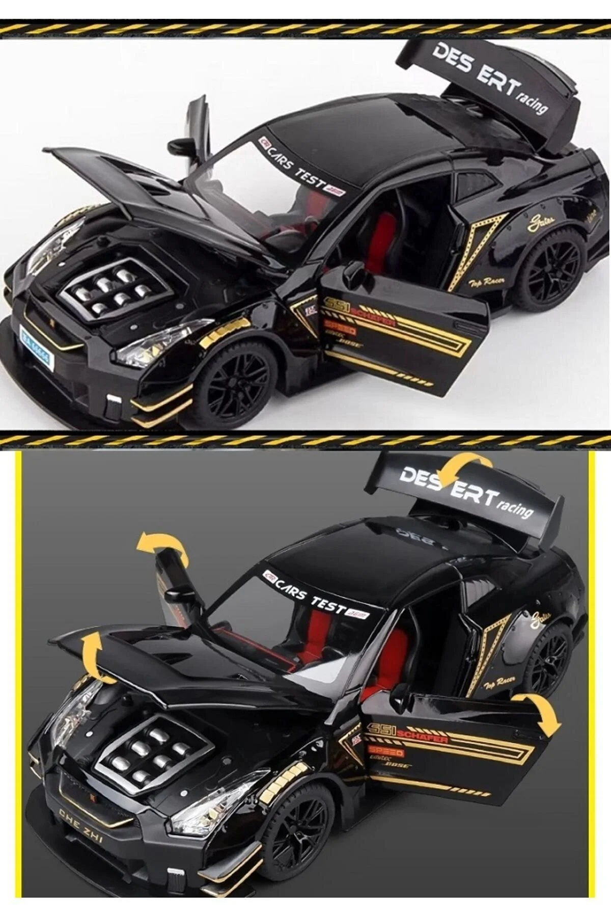 مدل خودرو NISSAN GTR به سبک نوشته شده DIECAST METAL 1.24 SCALE GT DOOR CAP CAPUT LAGE OPEL OYUNCAKSAHİLİ