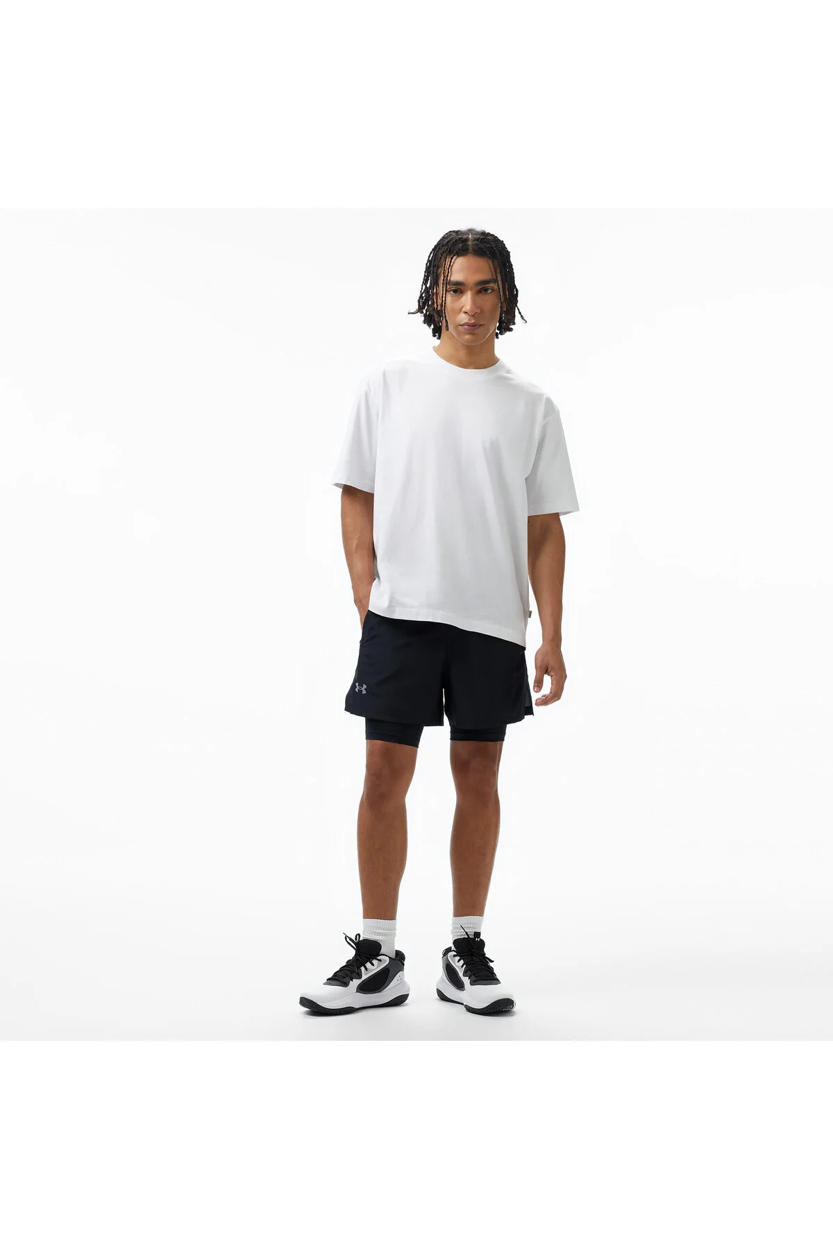 شورت ورزشی مشکی مردانه های UA 2 در 1 5 001 Under Armour