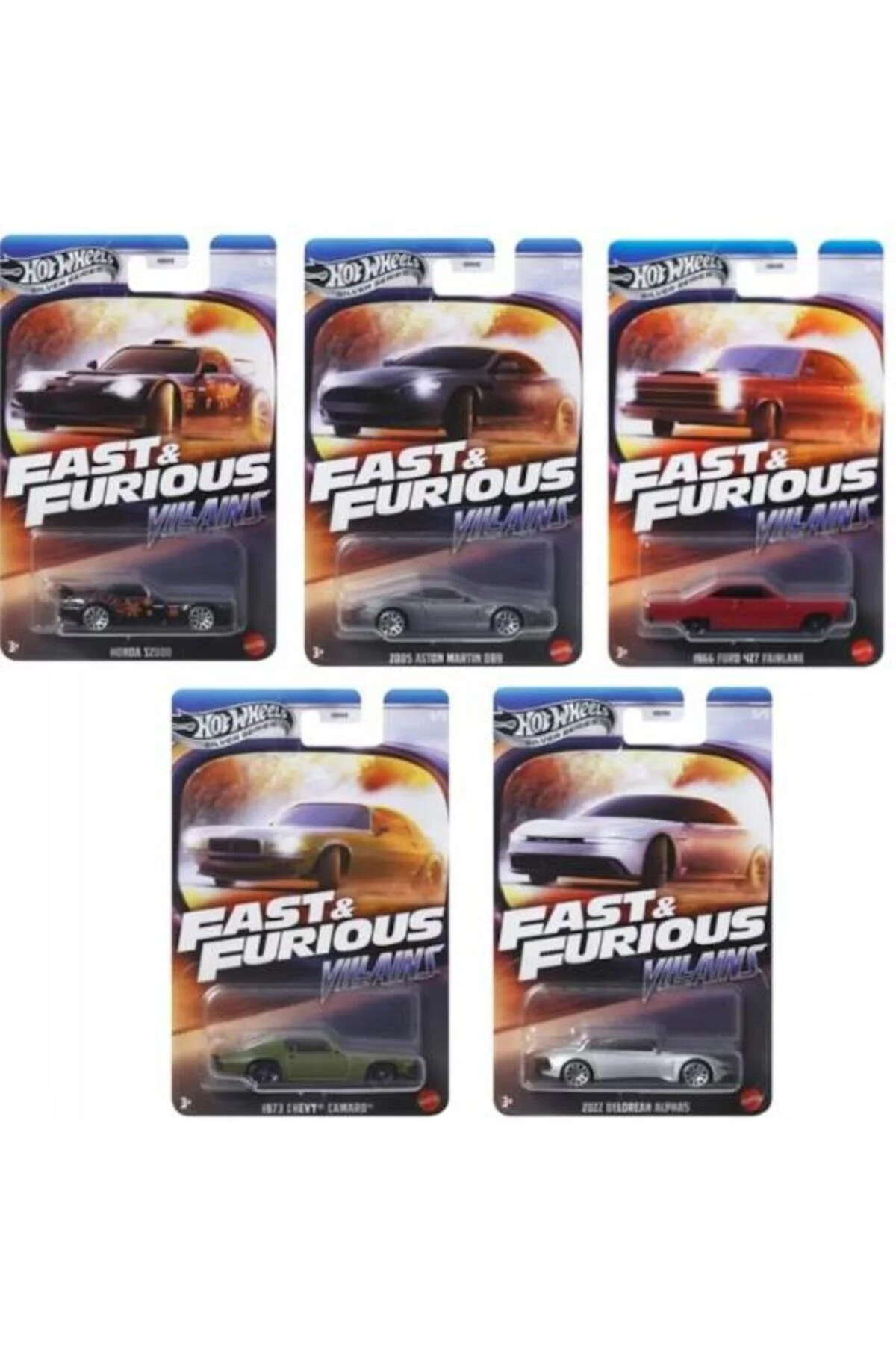 ماشین اسباب بازی FAST & FURIOUS: SERIES SILVER VILLAINS 2025 چرخ های داغ 5 SET HNR88 هات ویلز HOT WHEELS