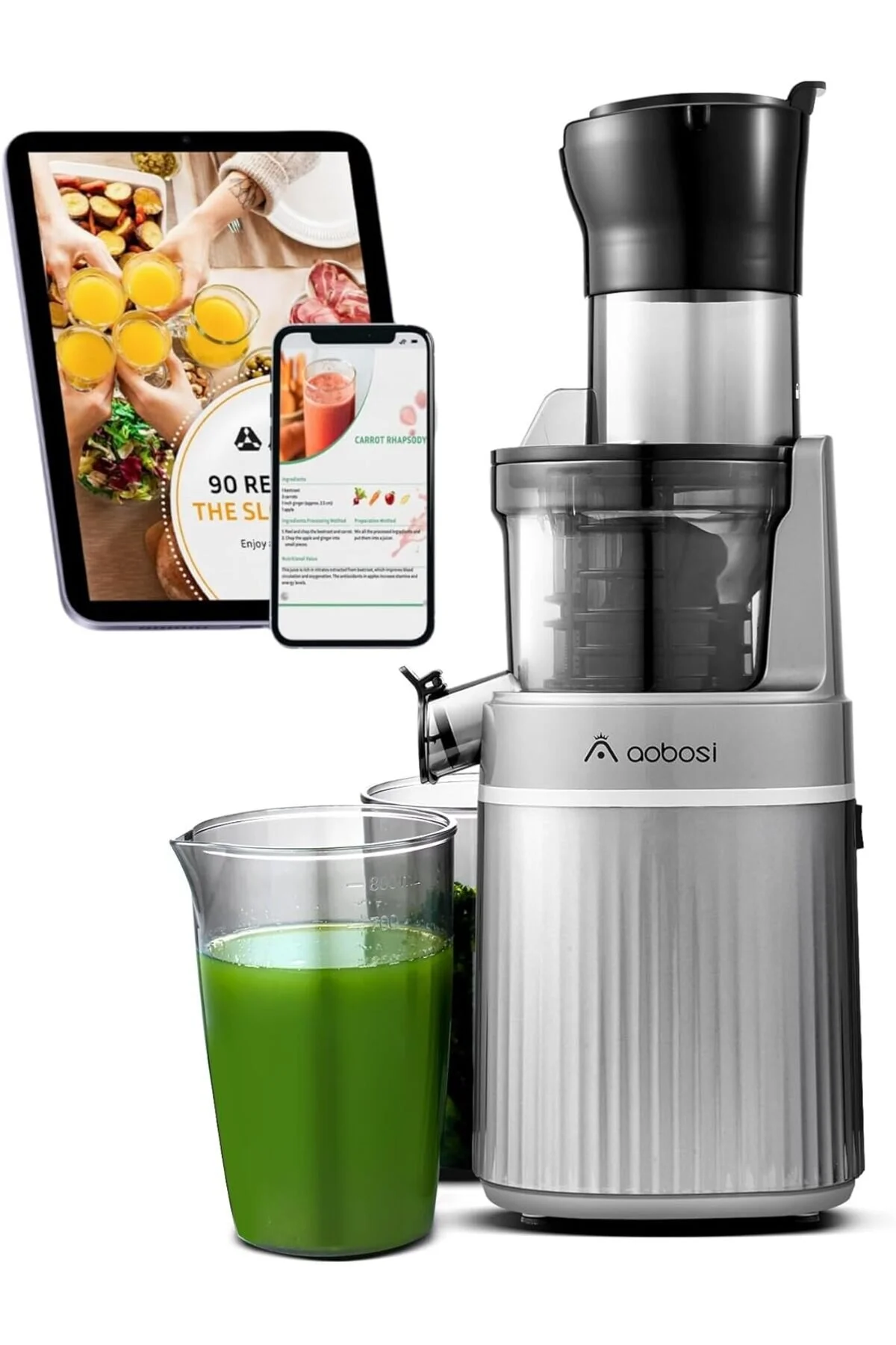 آب میوه و سبزی گیری آبمیوه آهسته 200 واتی با عملکرد معکوس دو اندازه فیلتر اورجینال Aobosi