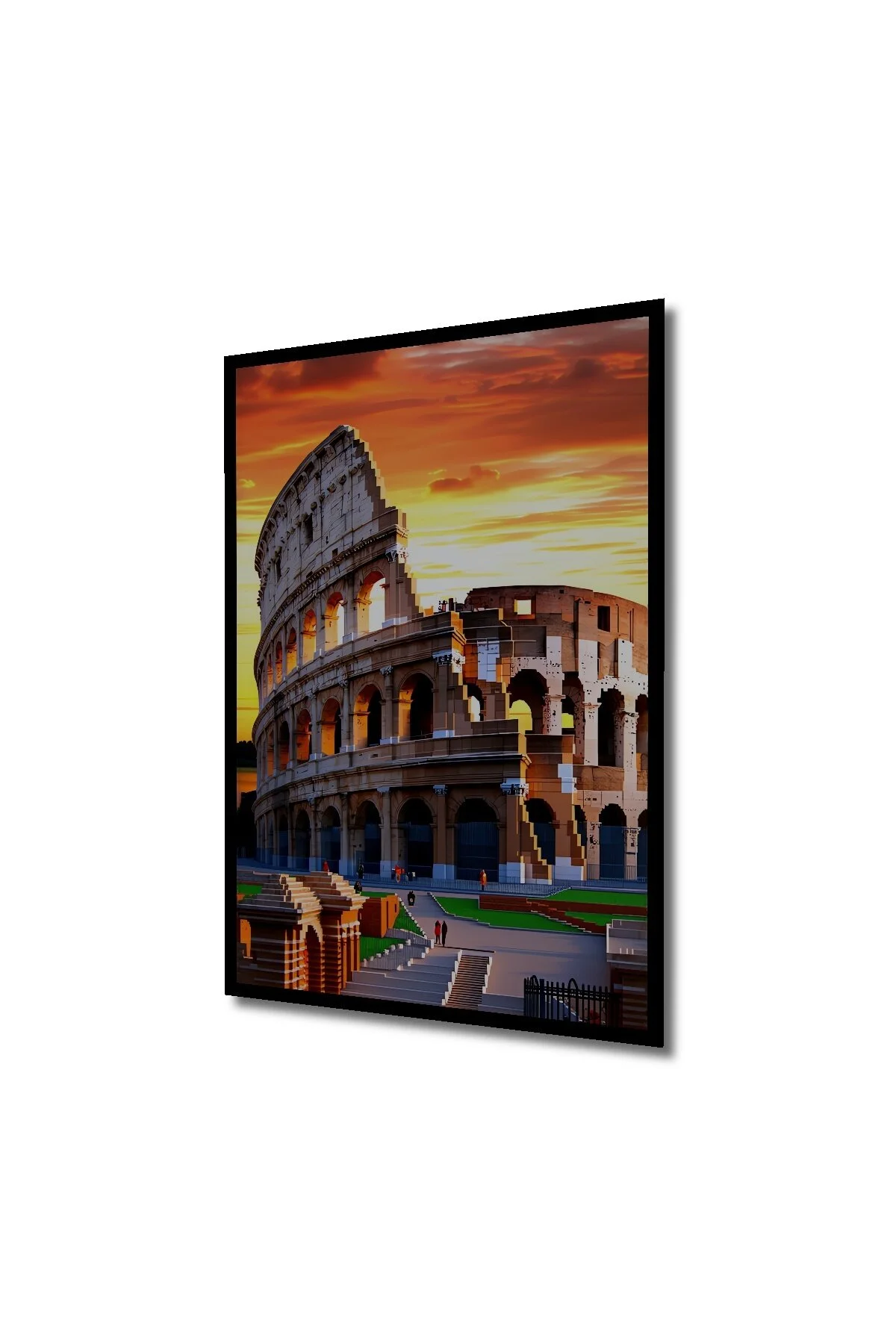 تابلو MINECRAFT COLOSSEUM دیجیتال هنر تزئینی چوبی خانه محل کار نقاشی مربع دفتر با ظاهر قاب Teona Ahşap