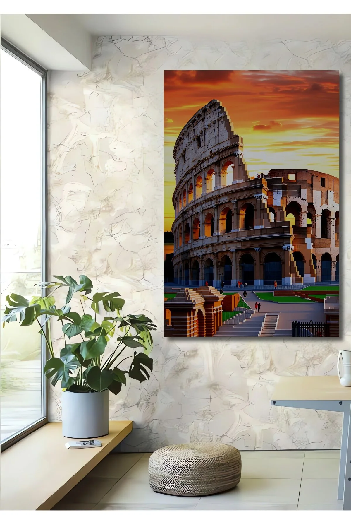 تابلو MINECRAFT COLOSSEUM دیجیتال هنر تزئینی چوبی خانه محل کار نقاشی مربع دفتر Teona Ahşap