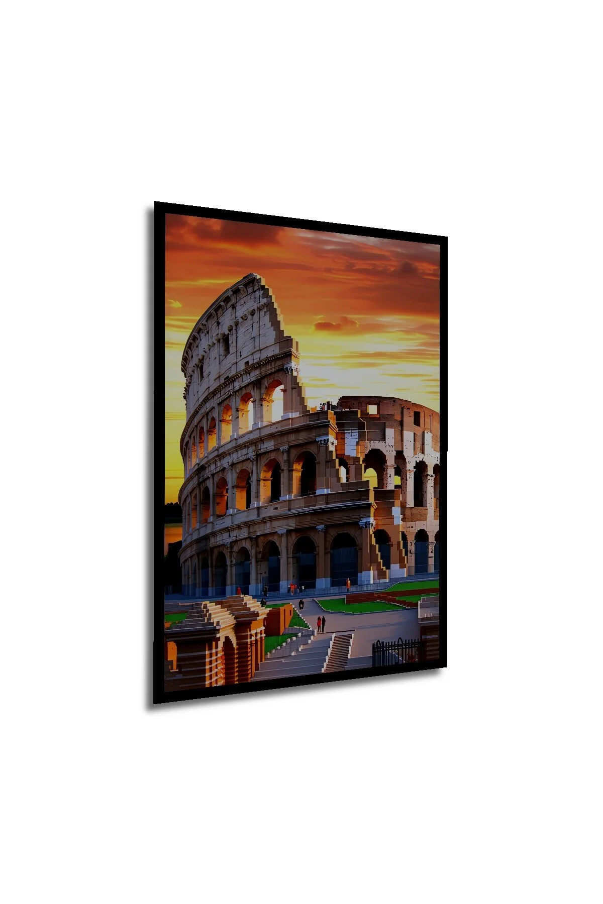 تابلو MINECRAFT COLOSSEUM دیجیتال هنر تزئینی چوبی خانه محل کار نقاشی مربع دفتر با ظاهر قاب Teona Ahşap