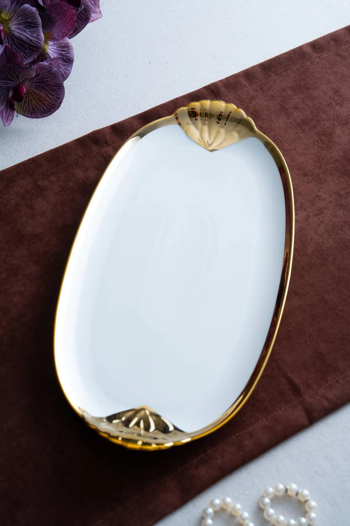 سینی ارائه طلای بیضی شکل 45 سانتی متر ACAR