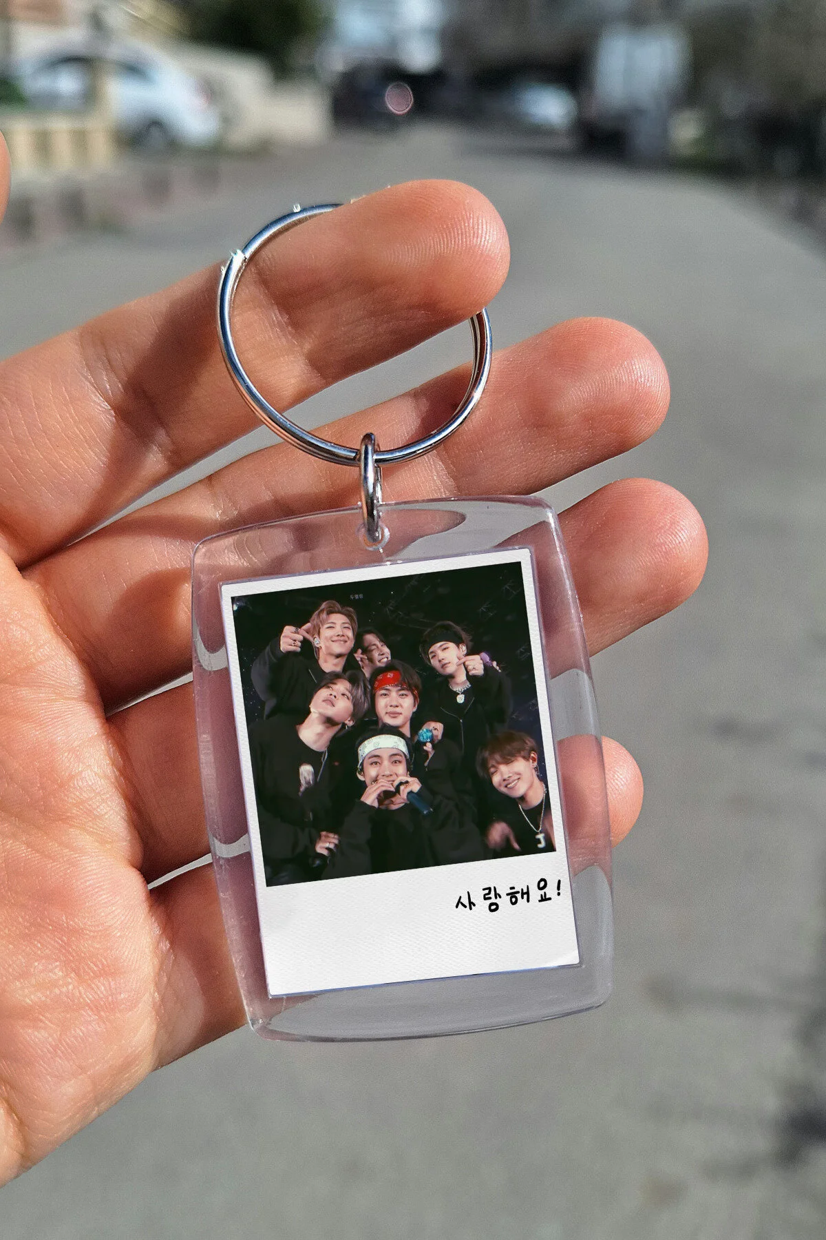 جلیقه کلید جاکلیدی قاب شفاف کارت BTS SARANG