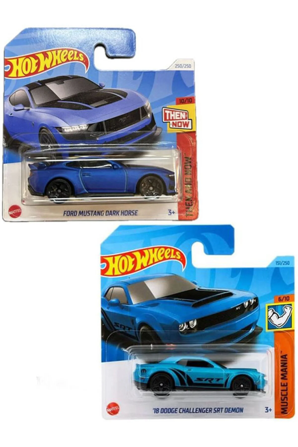 ماشین اسباب بازی مجموعه 2 تایی HOT WHEELS FORD MUSTANG DARK HORSE و '18 DODGE CHALLENGER SRT DEMON 1 64 از ترکیه HOT WHEELS