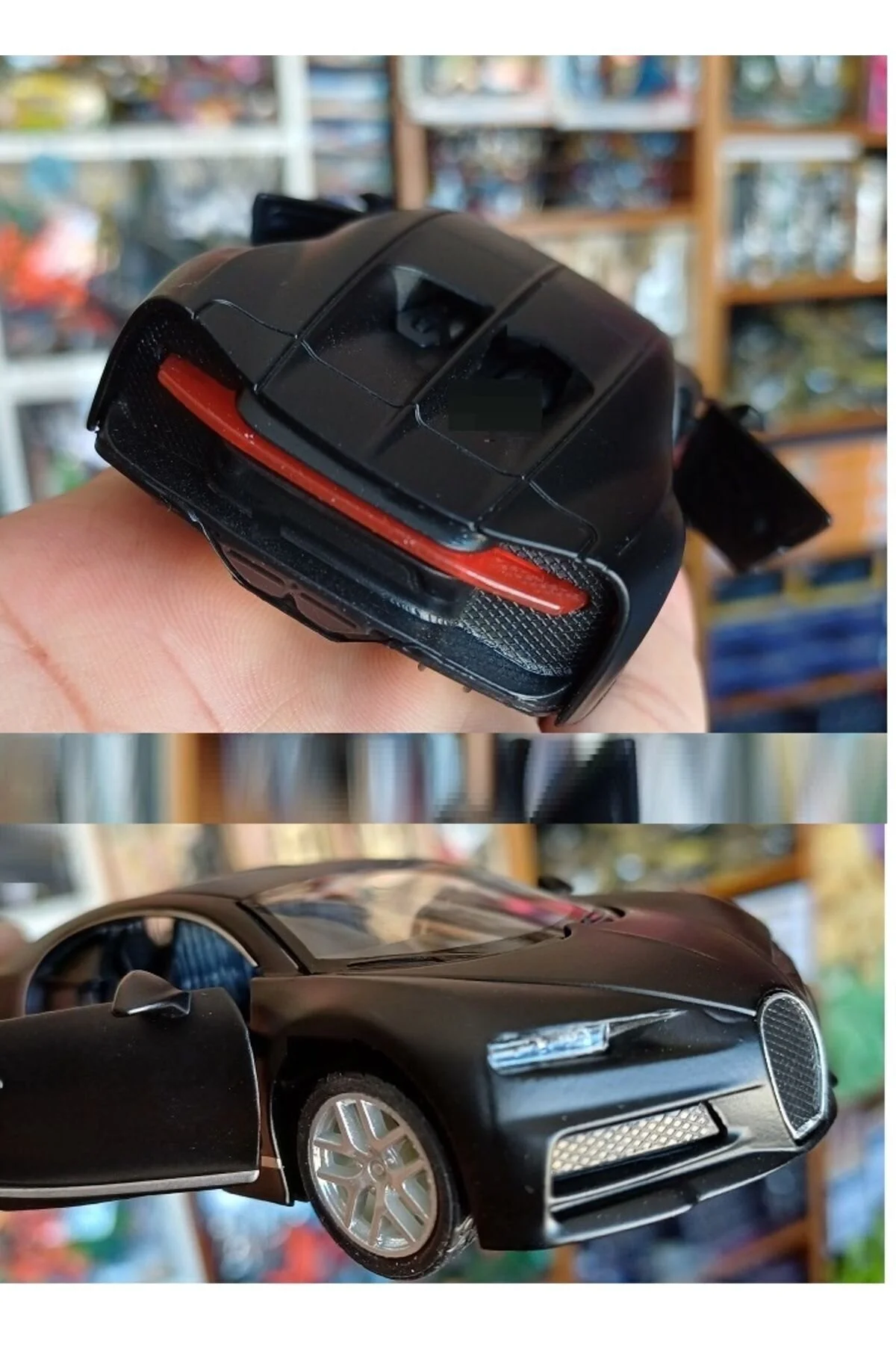 مدل خودرو BUGATTI CHIRON MATE BLACK DIECAST 1:36 MODEL VEYRON DOORS 12.5 سانتی متر باز OYUNCAKSAHİLİ