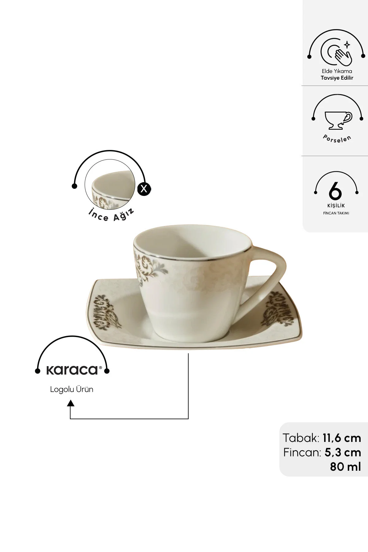 فنجان قهوه NAZENDE 6 PERSON CUPPER CUP 80 میلی لیتر Karaca