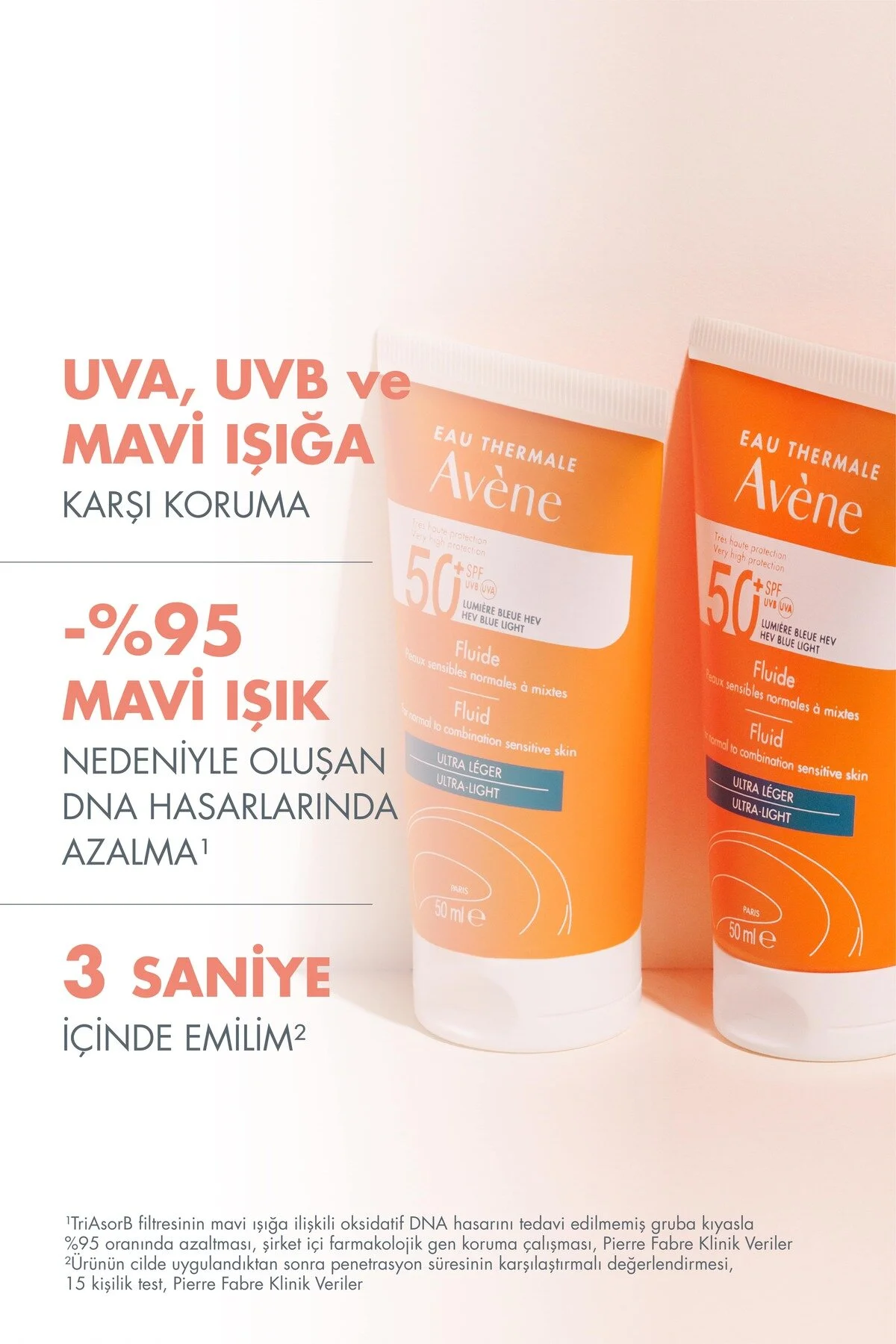 کرم ضد آفتاب بدن مایع SPF 50 میل تمیز کردن ژل کننده 25 Avene