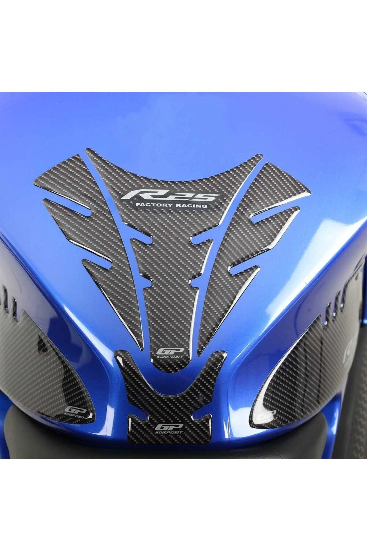 محافظ باک و برچسب GP COMPOSITE TANK PAD SET BLUE YAMAHA R25 2019 2024 GP KOMPOZİT