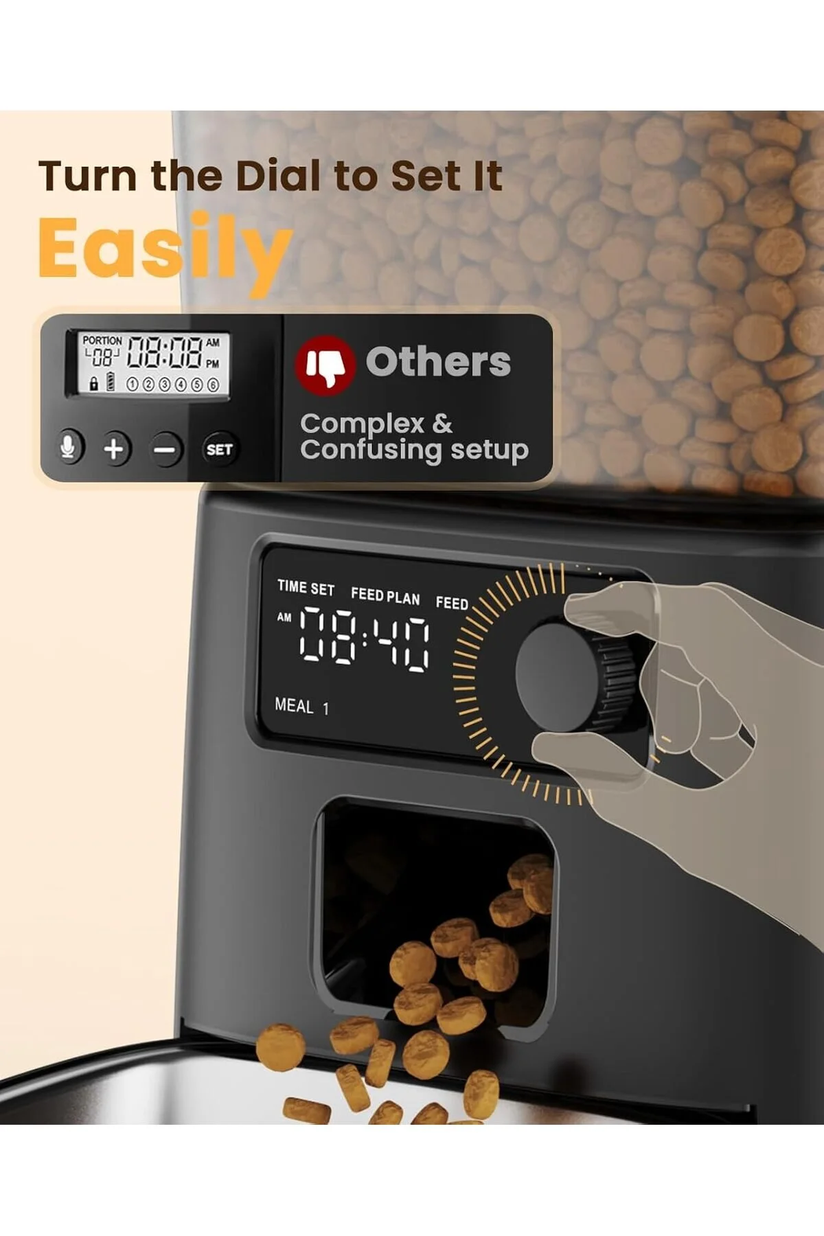 ظرف آب و غذای گربه سگ فیدر اتوماتیک 3.5L با تایمر قابل برنامه ریزی کنترل بخش oneisall