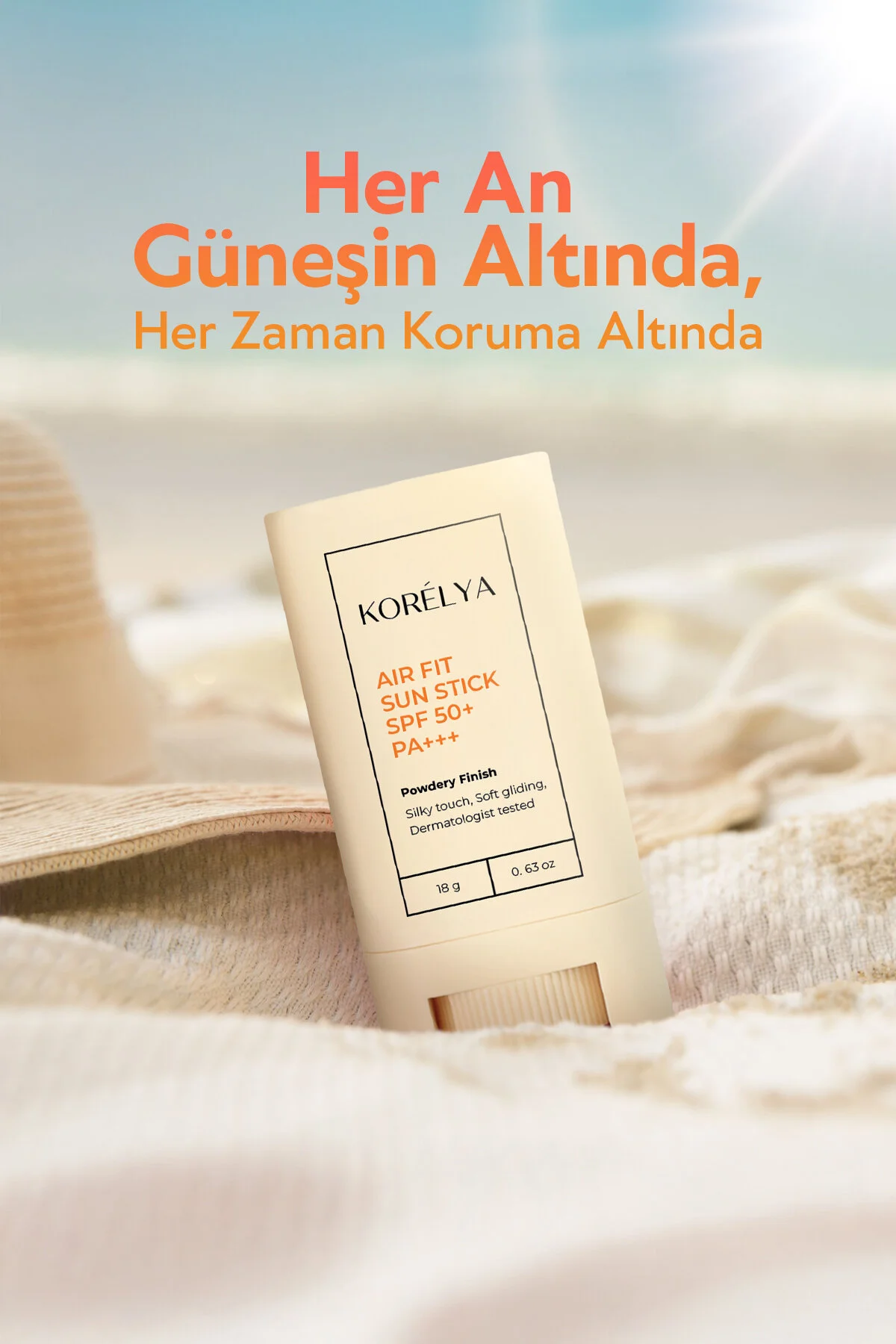 کرم ضد آفتاب صورت خورشید چوب SUN STICK UV SHIELD +UVA UVB 18 GR KORELYA