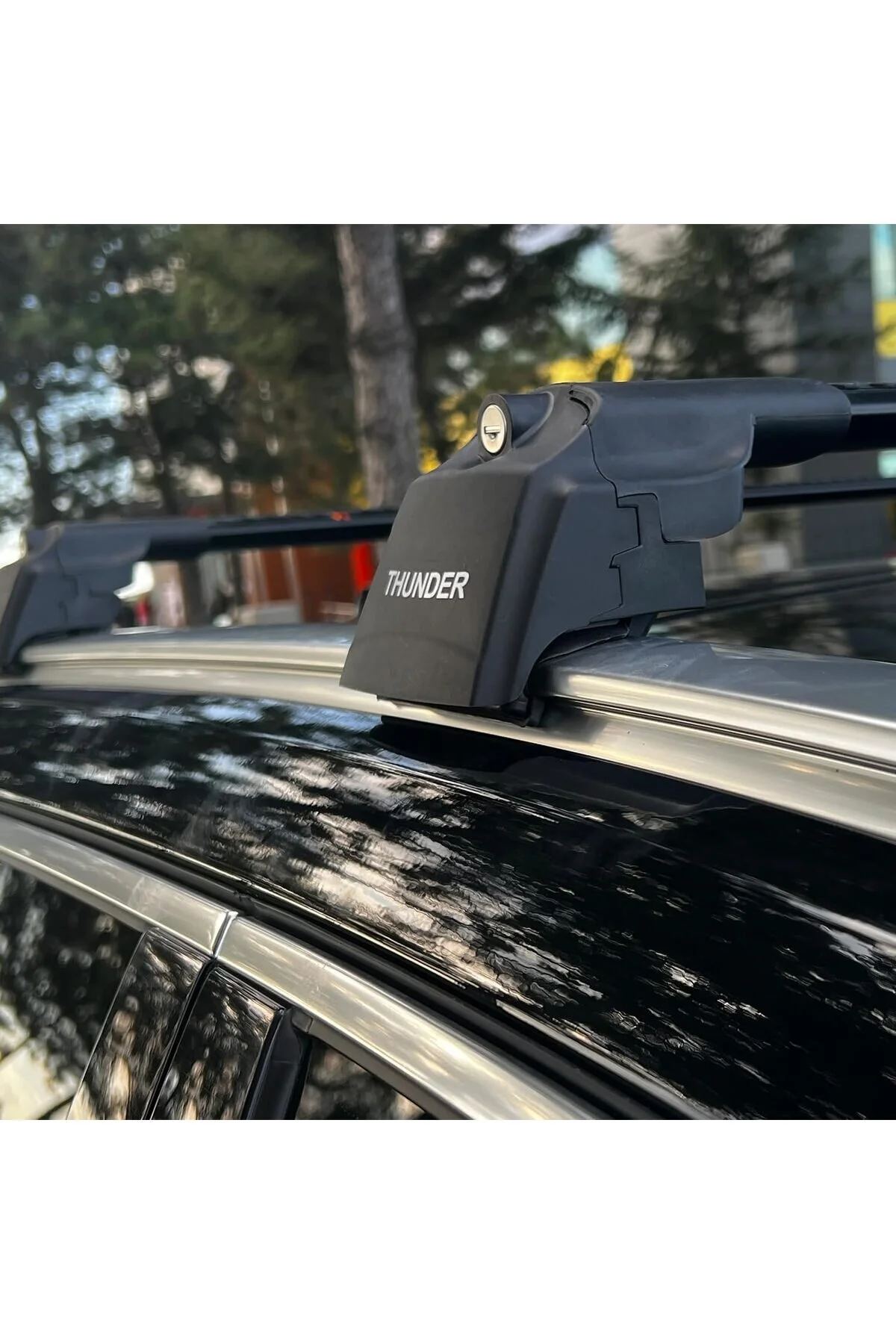 جعبه بار سقفی مشکی VOLVO XC40 HYBRID 2020 LATER TRX2 حامل قفل شده محاصره SEARFALL CARRIER BAR Thunder