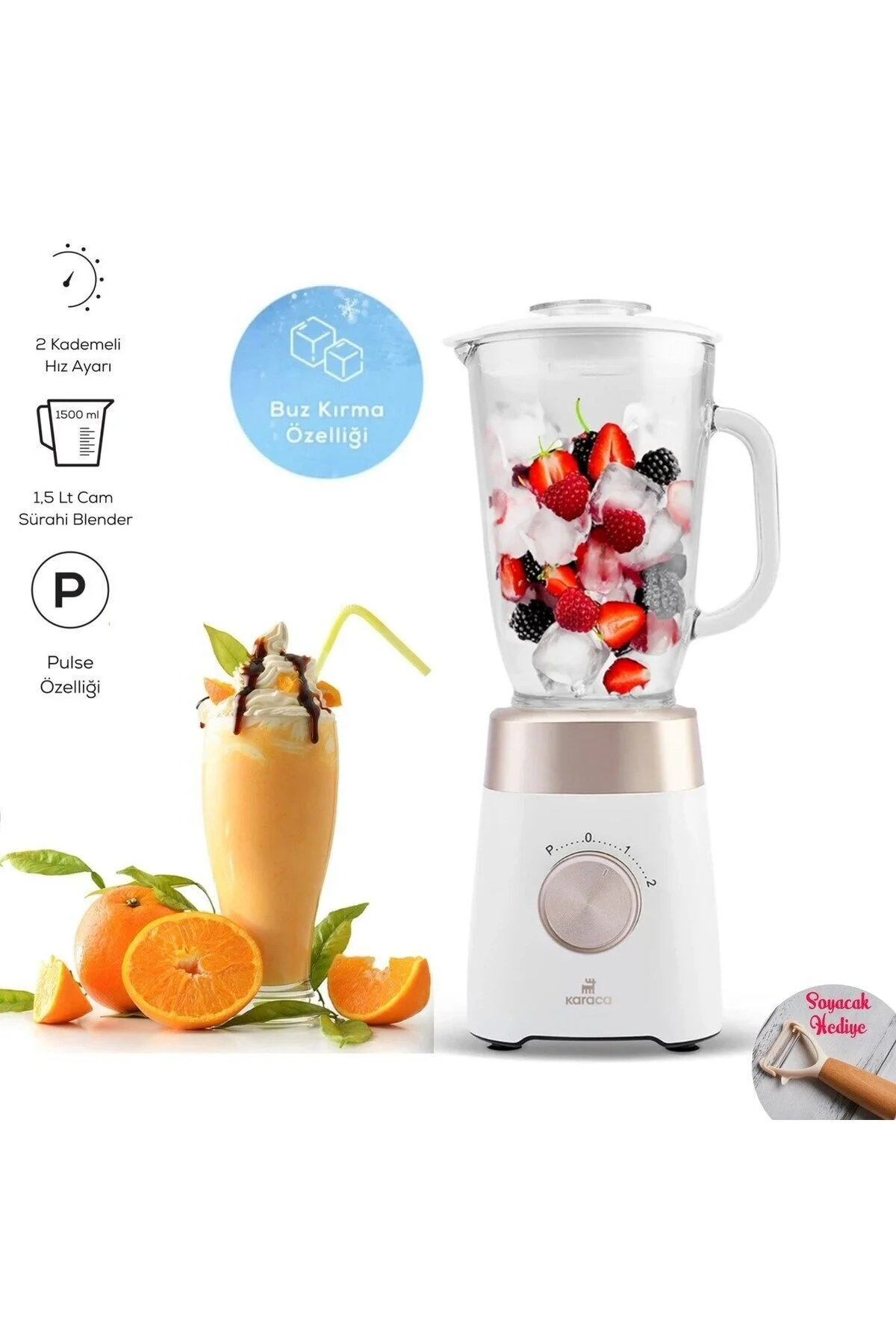 مخلوط کن شخصی SMOTHIS MILKSHAKES آب سبزیجات یخ سنگ شکن 1.5 LT GLASS CAMMIE SMOMEIDE 1000W هدیه با کاراجا Karaca
