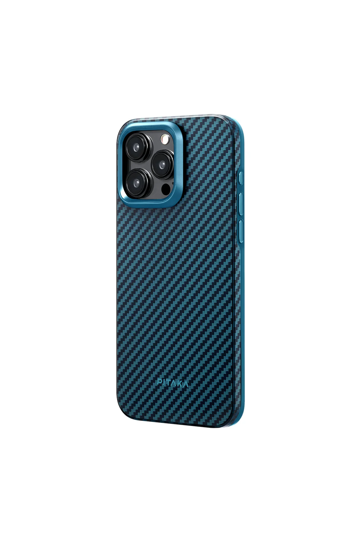 کاور و قاب IPHONE 15 PRO CASE M سازگار با فیبر ARAMID PITAKA SERIES CLASSIC BLACK BLUE PITAKA