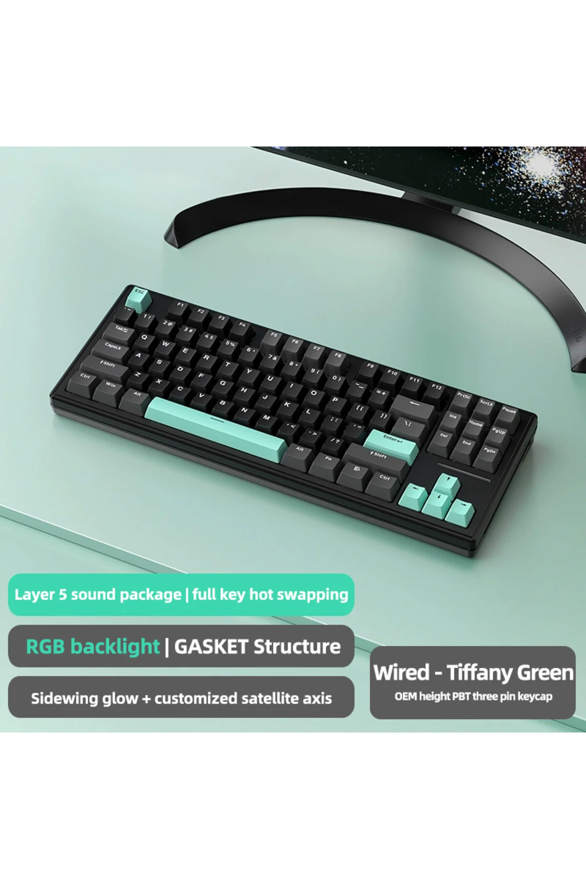 کیبورد مخصوص بازی ATTACK SHARK M87 RGB شارژ بی سیم TRIPLE MOD PBT صفحه کلید مکانیکی مک و برنده سازگار silabor