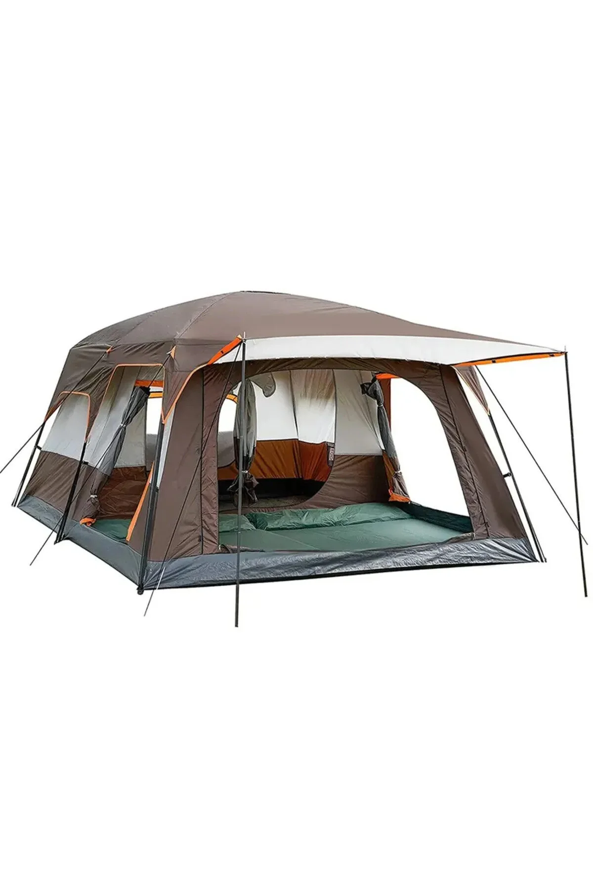 چادر کمپینگ 10 نفره 2 اتاقه بزرگ با سایبان 430X305X200 Nurcamp