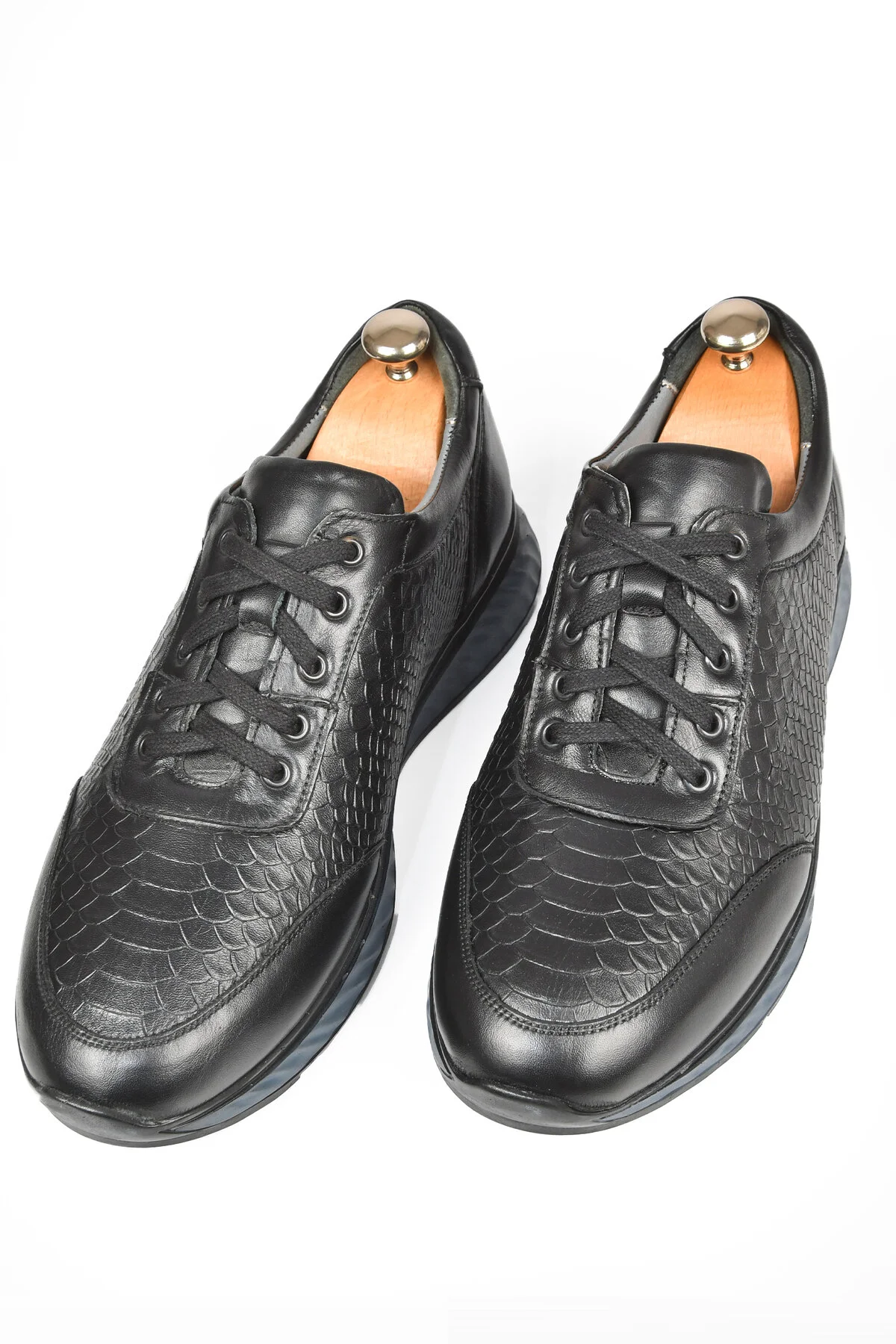 کفش کژوال روزانه مشکی مردانه سیاه و سفید چرمی ارتوپدی بلند ورزشی LACED LOAFER 2509995 DeepSea