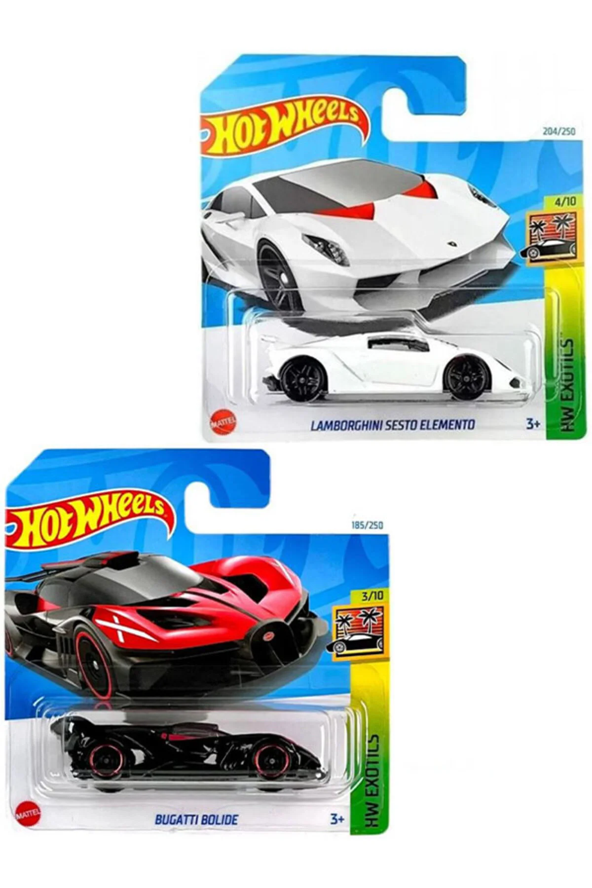 ماشین اسباب بازی 2 وسیله نقلیه تنظیم چرخ های داغ LAMBORGHINI SESTO ELEMENTO & BUGATTI BOLIDE قرمز 1 64 هات ویلز اورجینال HOT WHEELS