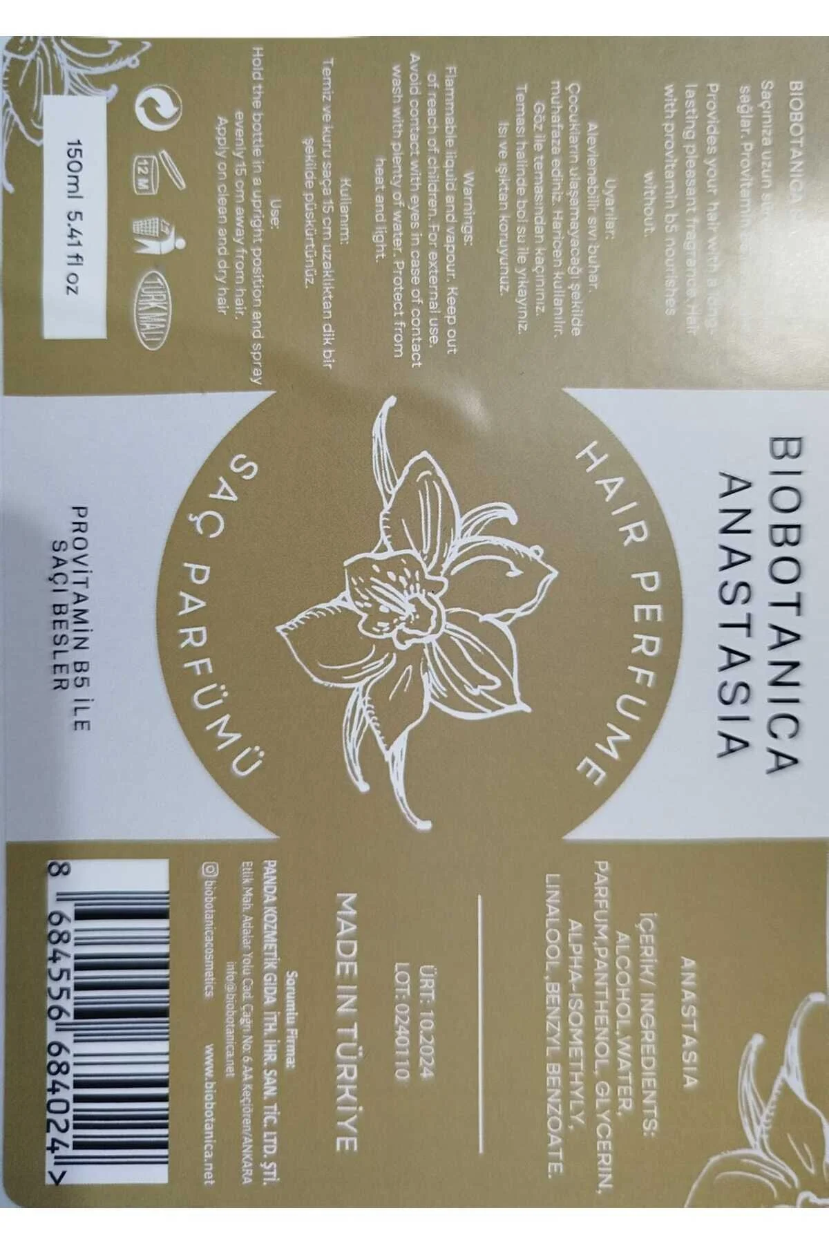 عطر مو آنستازیا 150 میلی لیتر با رایحه دلپذیر و ماندگار Biobotanica