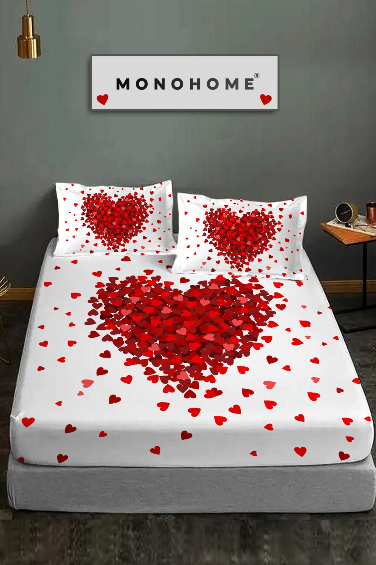 ست ملحفه دو نفره LIVET HEART RAST 100 ٪ پنبه OEKO TEX دارای مجوز 3D دیجیتال 60 سیم Monohome