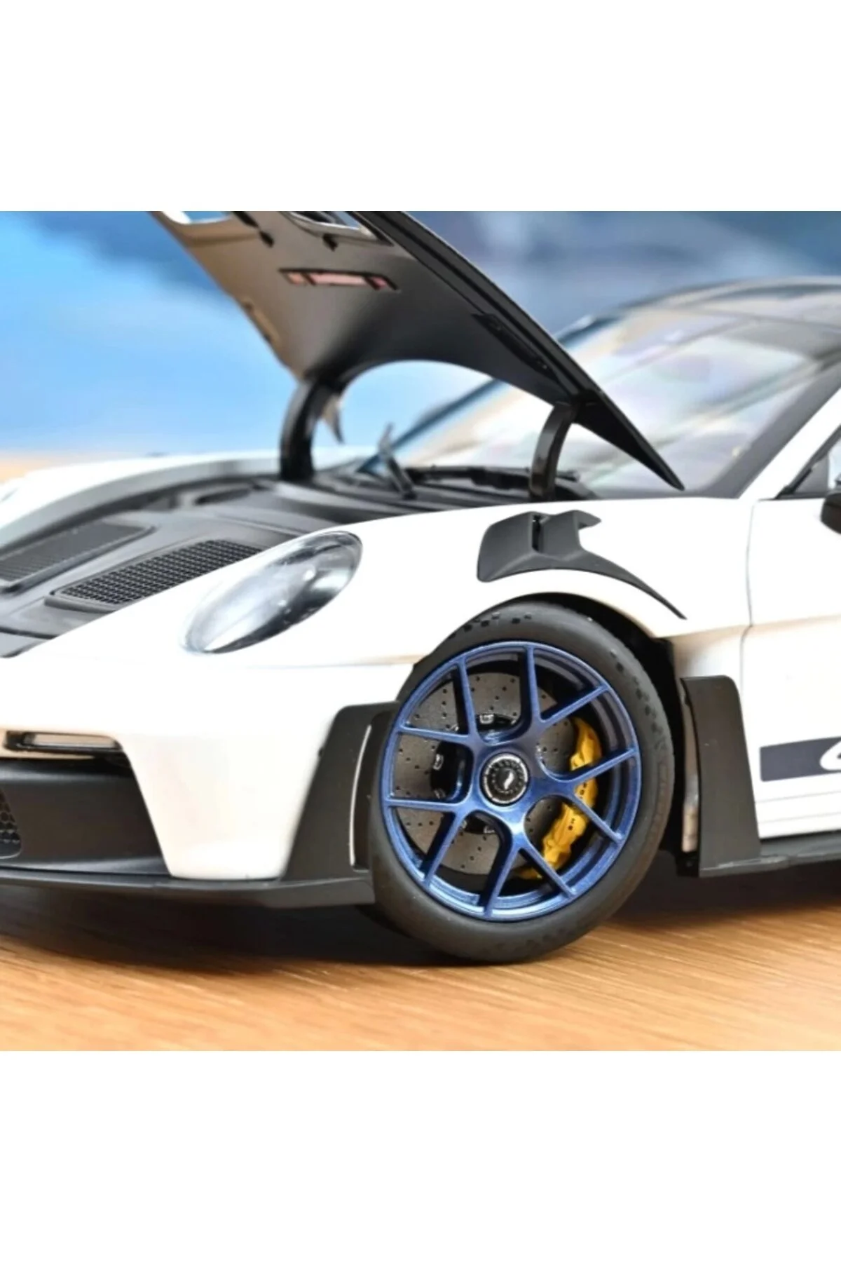 مدل خودرو PORSCHE 911 GT3 RS W WEISSACH PACK 2022 WHITE INDIGO BLUE Norev