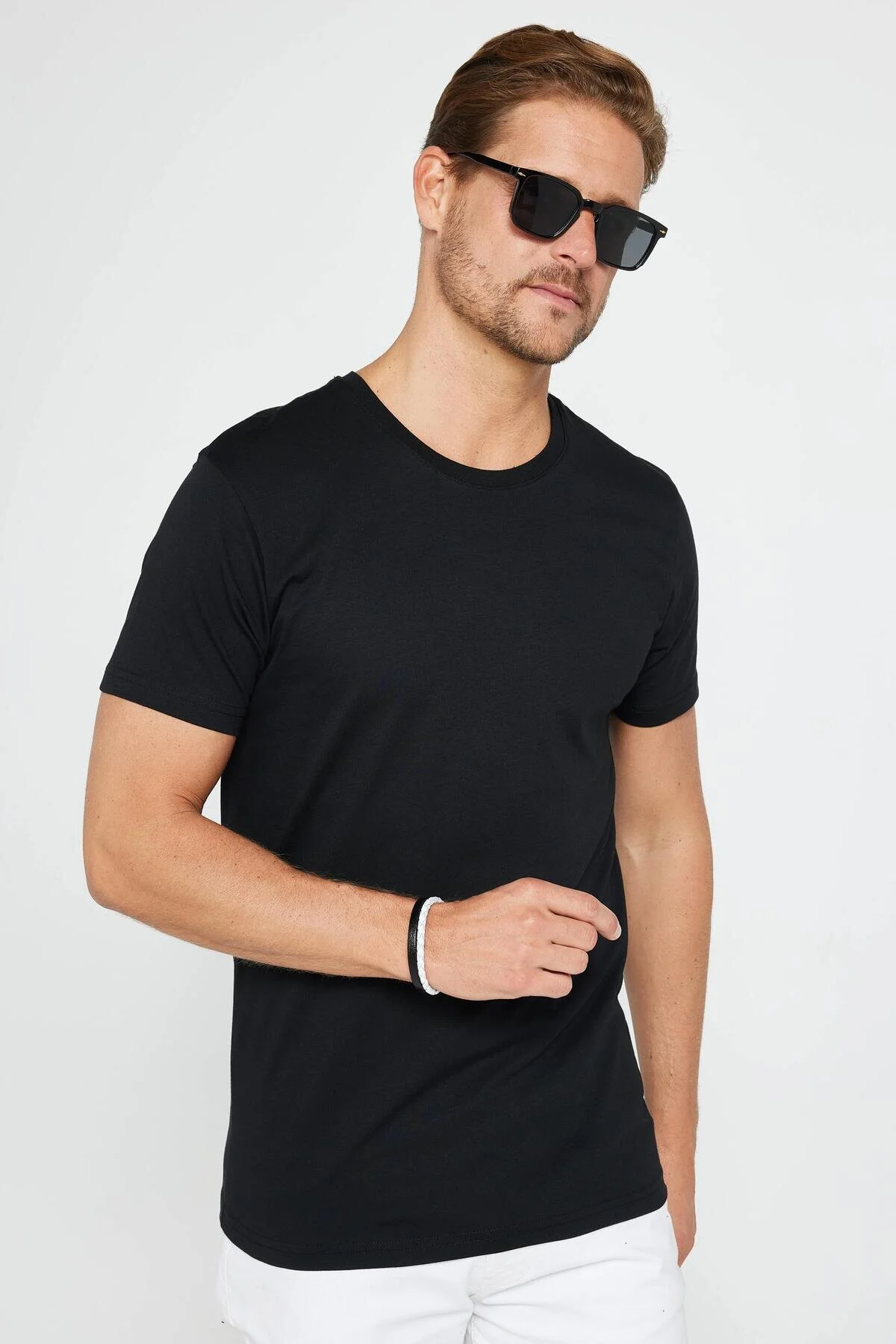 تی شرت مردانه و زنانه UNISEX 3 PACKAGE BLACK WHITE K. خاکستری باریک برش 100 ٪ یقه دوچرخه پنبه T SHIRT Tudors