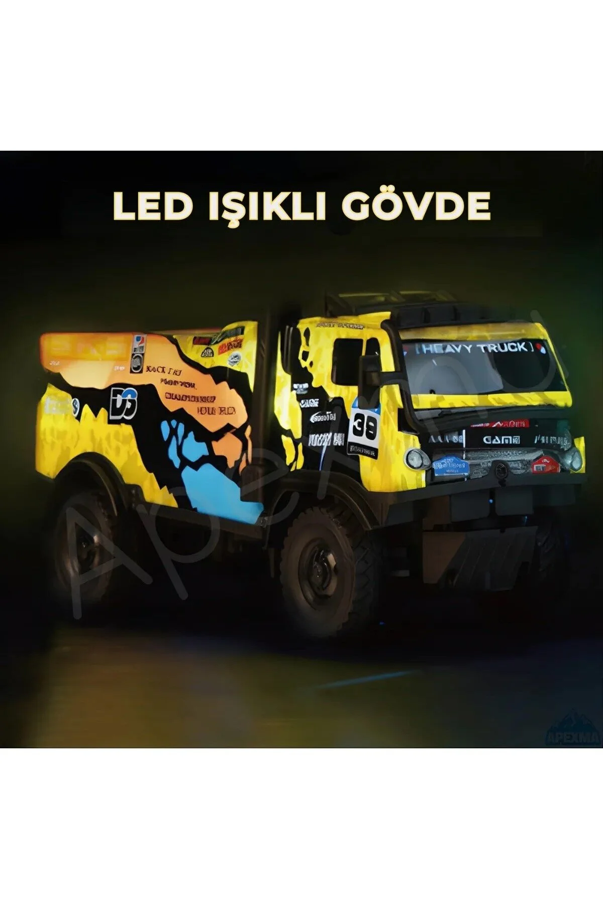 اسباب بازی های کنترل از راه دور زرد عملکرد کامل LED BODY TRUCK RC ماشین خارج جاده Daily Bazaar