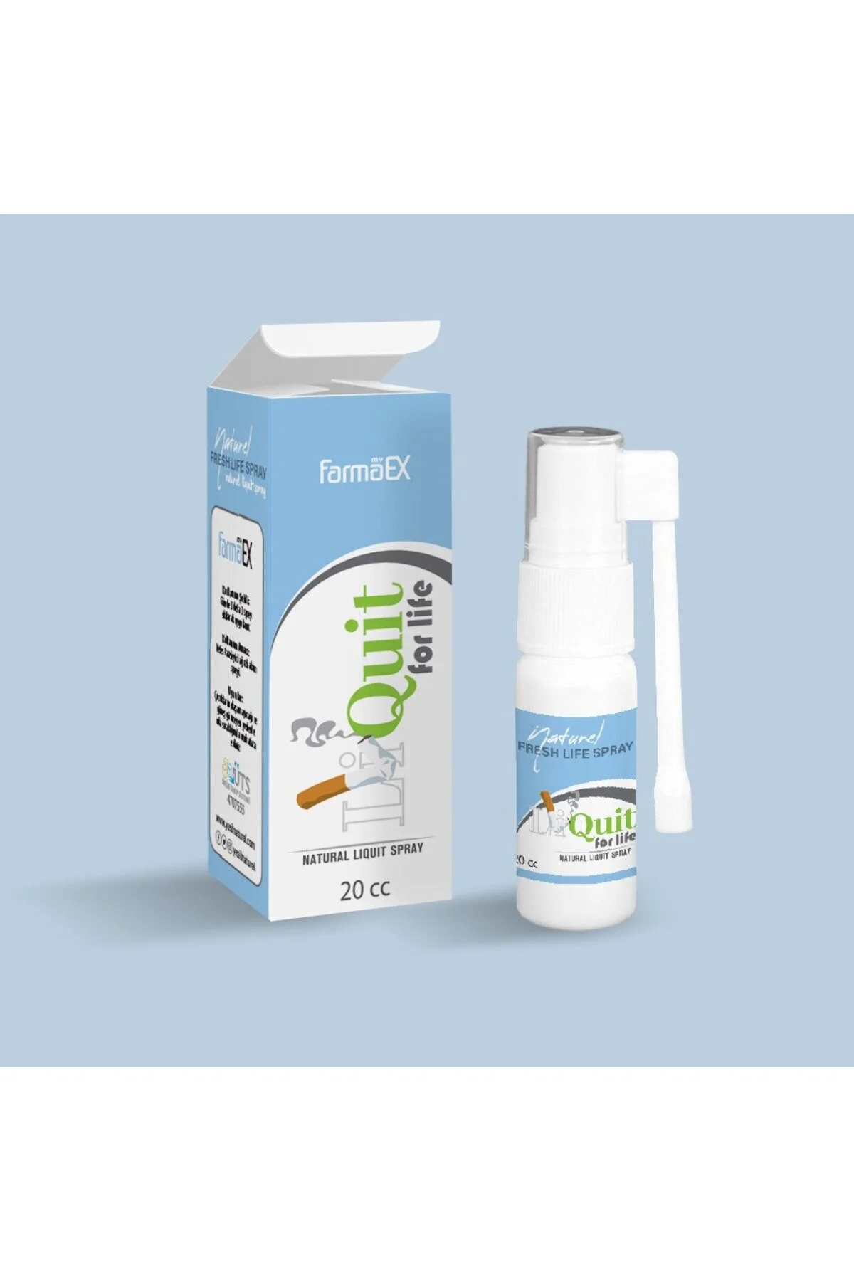 دهان شویه اسپری طبیعی زندگی من FARMAEX QUIT FRESH برای حمایت از ترک سیگار اورجینال Yeşil Naturel