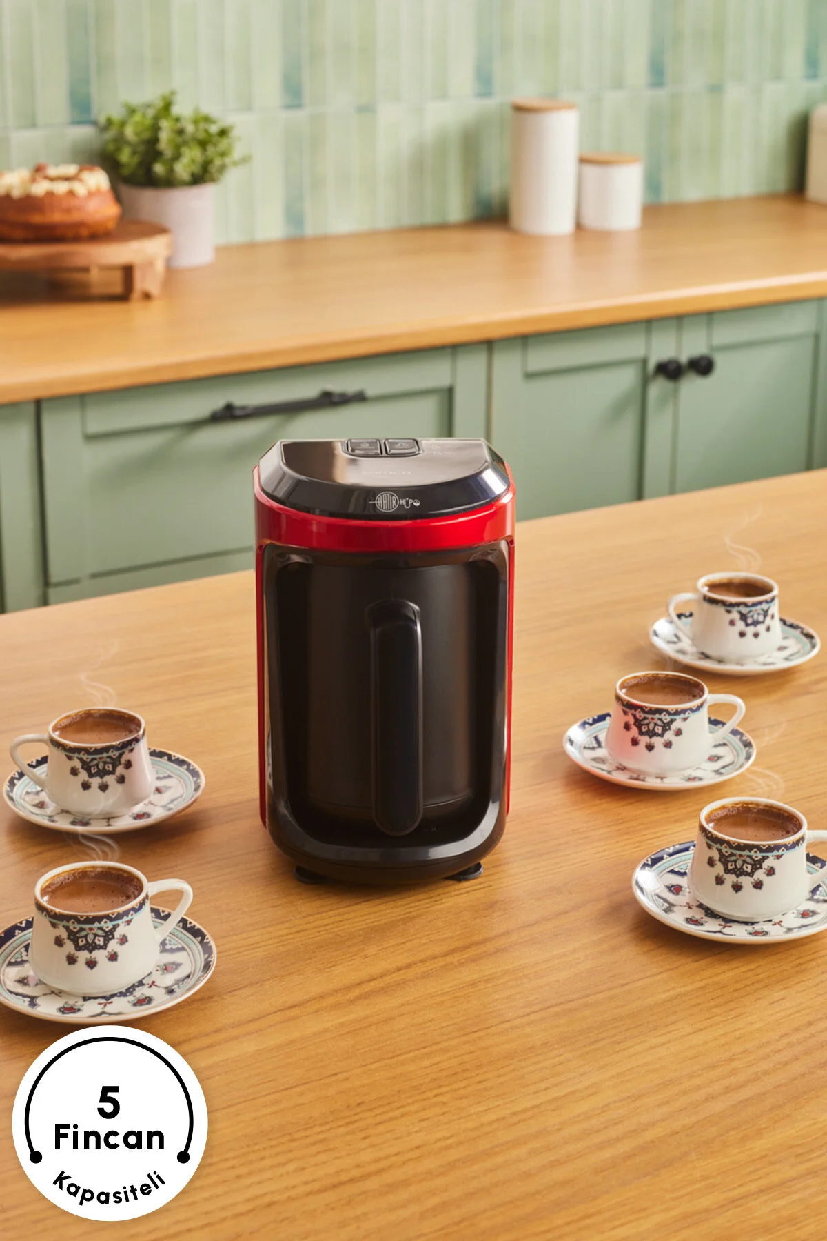 قهوه ساز ترک HUPS EMBERS و MILK TURKISH MACKET MACHE IMPERIAL RED 5 فنجان ظرفیت کاراجا Karaca