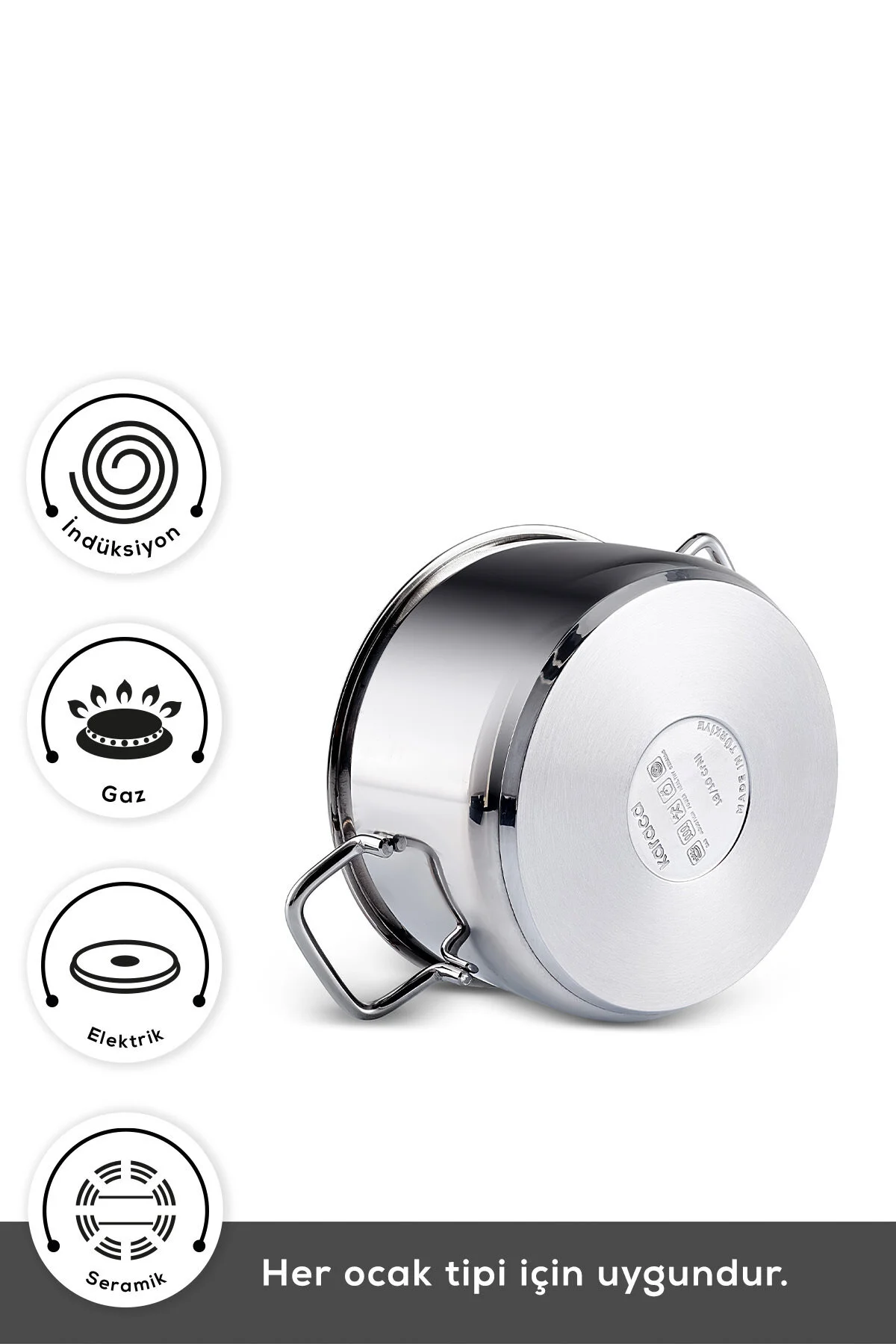 قابلمه BURGASE 8 قطعه دستگیره تاشو و گلدان استیل استریل کاراجا Karaca