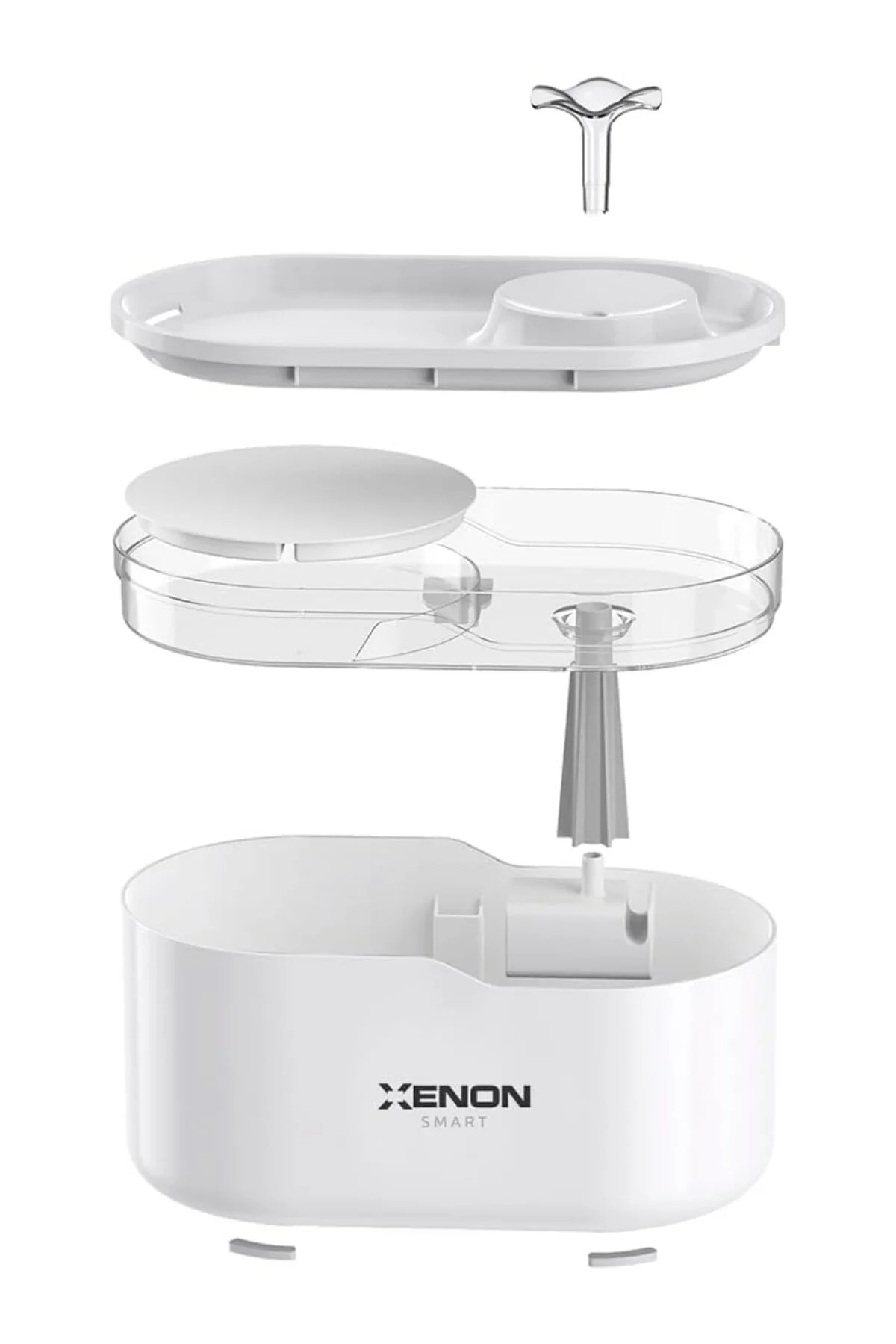ظرف آب و غذای گربه سگ سفید وغذای هوشمند چشمه 4 لیتر فیلتر شفاف  Xenon Smart