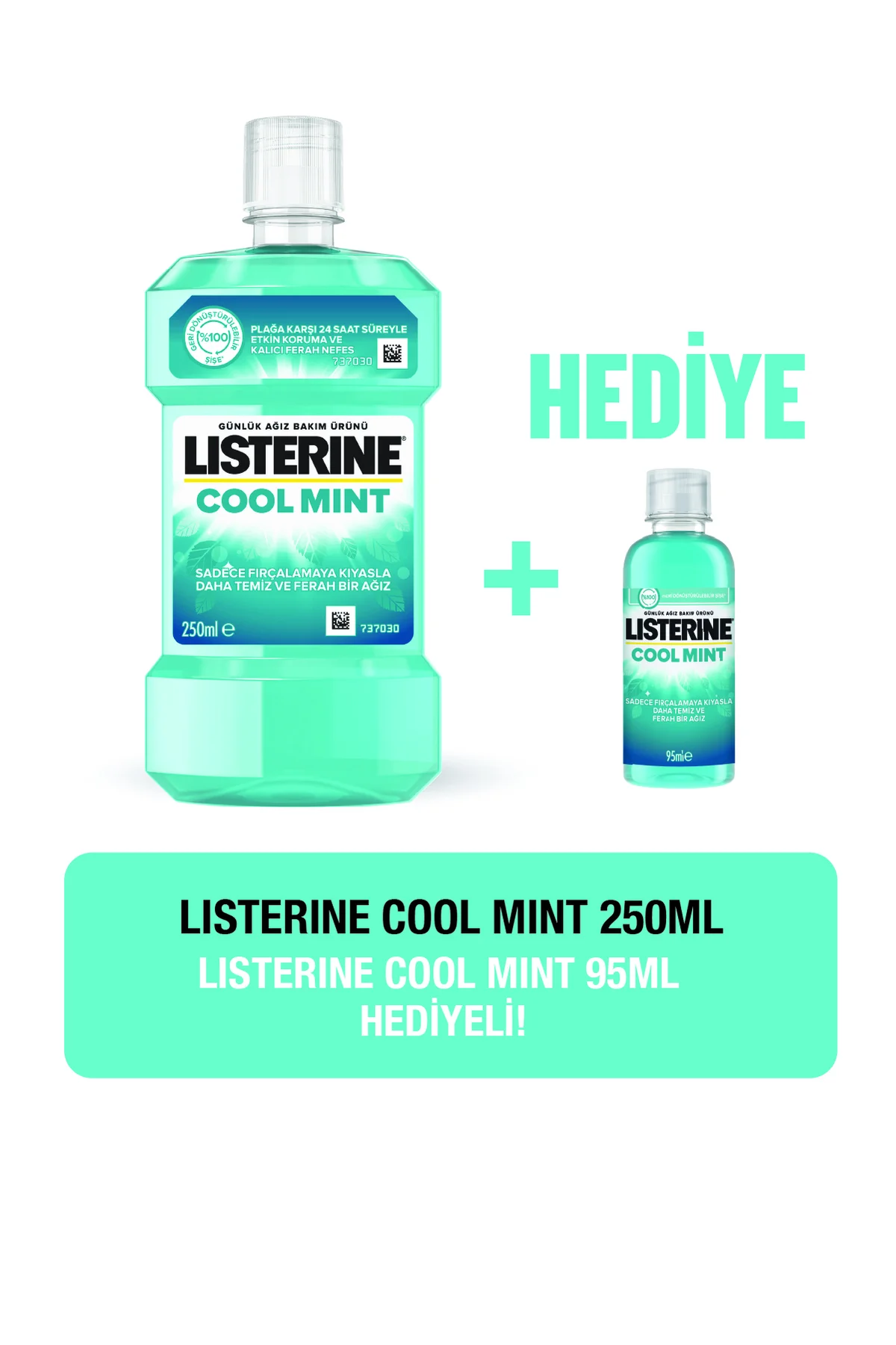 دهان شویه نعناع خنک 250 میلی لیتر + هدیه 95 اورجینال Listerine