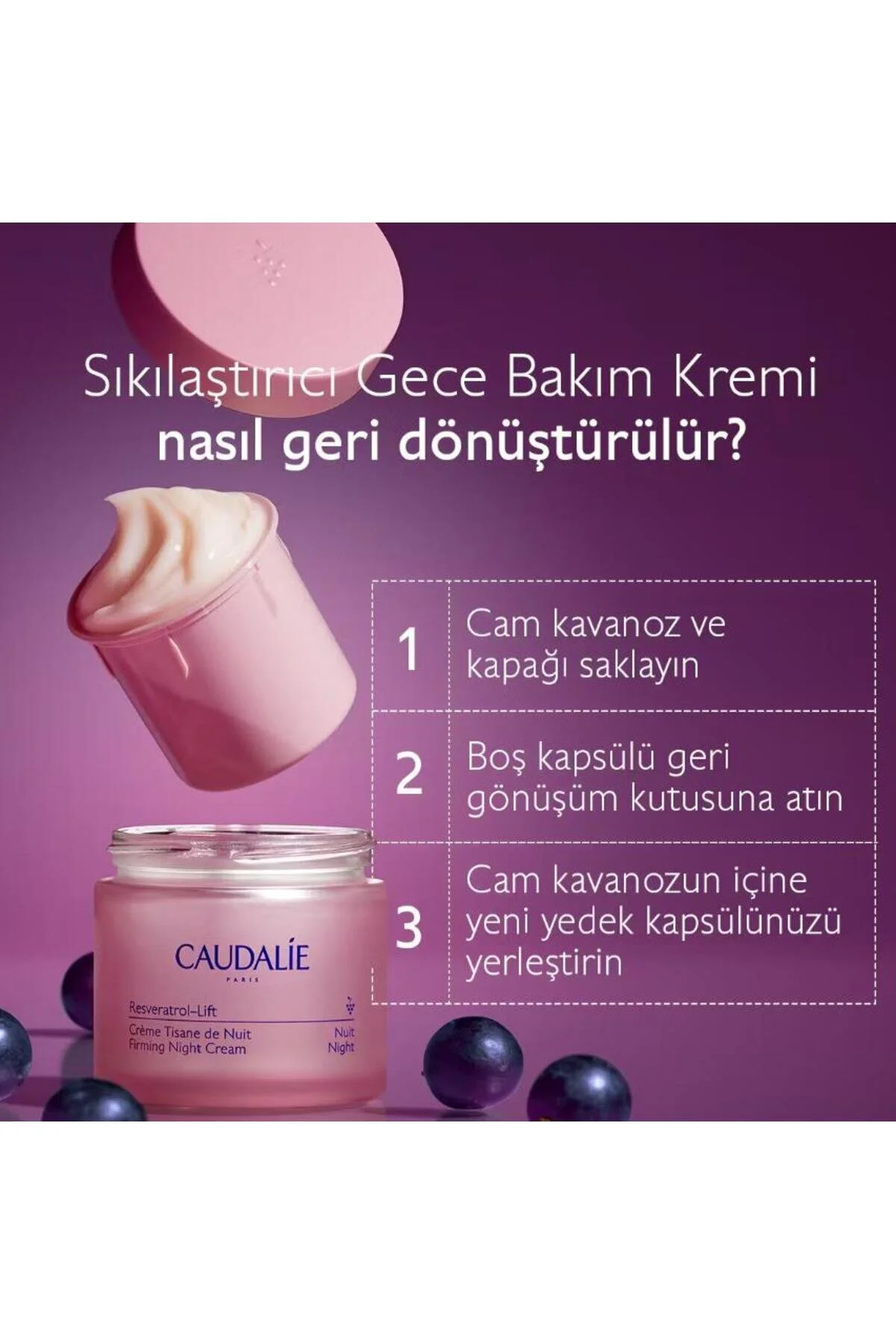 کرم صورت تعمیر و نگهداری شبانه روزی RESVERATROL 50 میل Caudalie